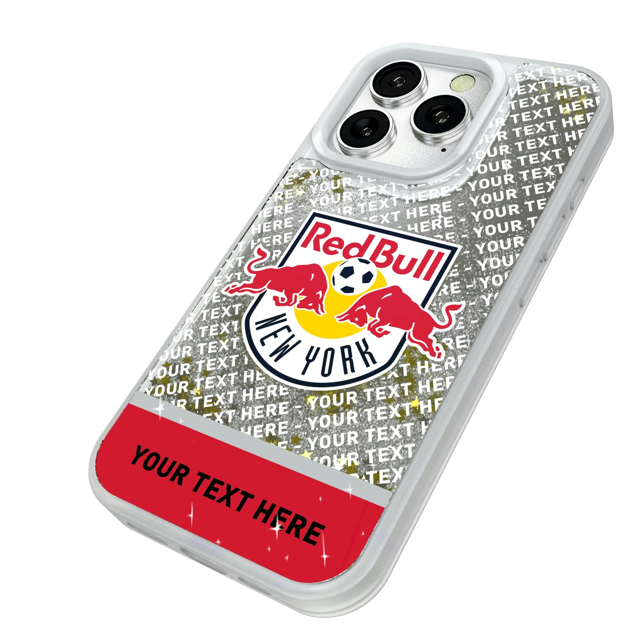 New York Red Bulls Personalized EndZone Plus iPhone Glitter Phone Case for Apple iPhone - Isometric View#Device_iPhone 16 Pro