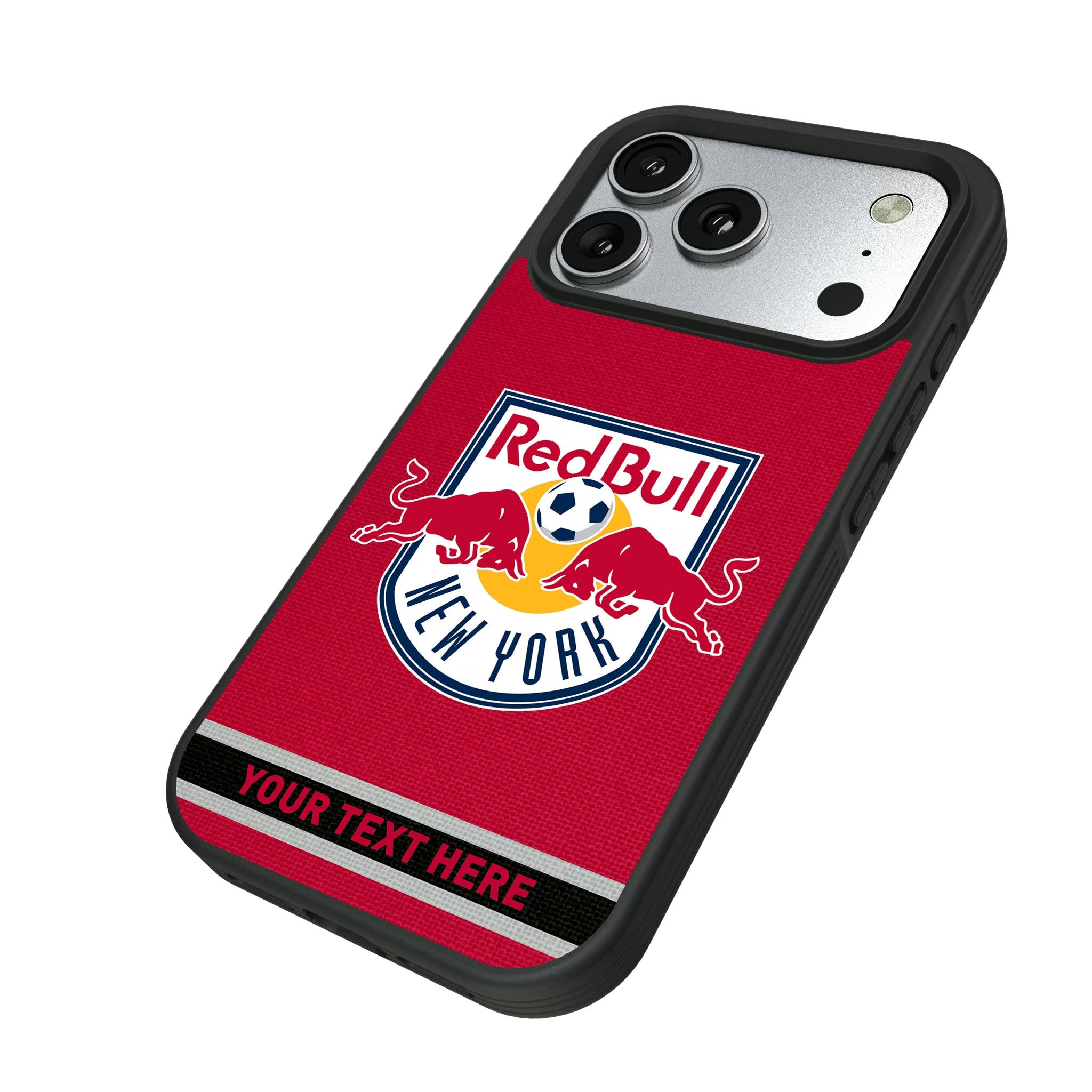 New York Red Bulls Personalized Stripe iPhone Bump Phone Case for Apple iPhone - Isometric View#Device_iPhone 17 Pro