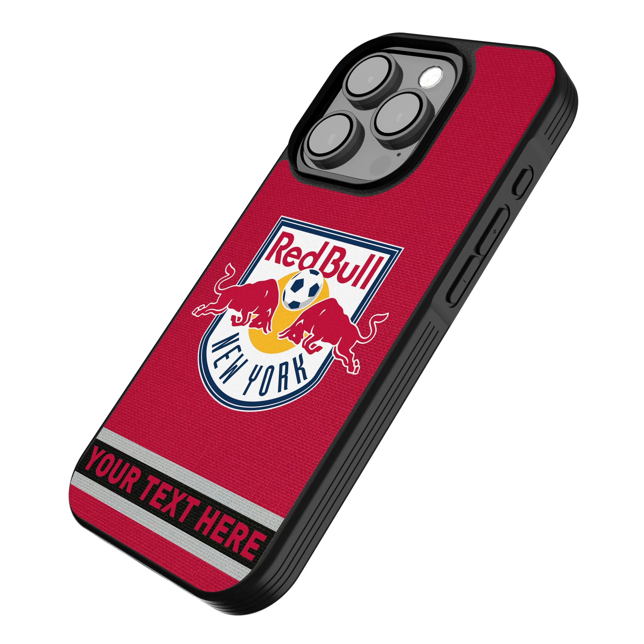 New York Red Bulls Personalized Stripe iPhone Bump Phone Case for Apple iPhone - Isometric View