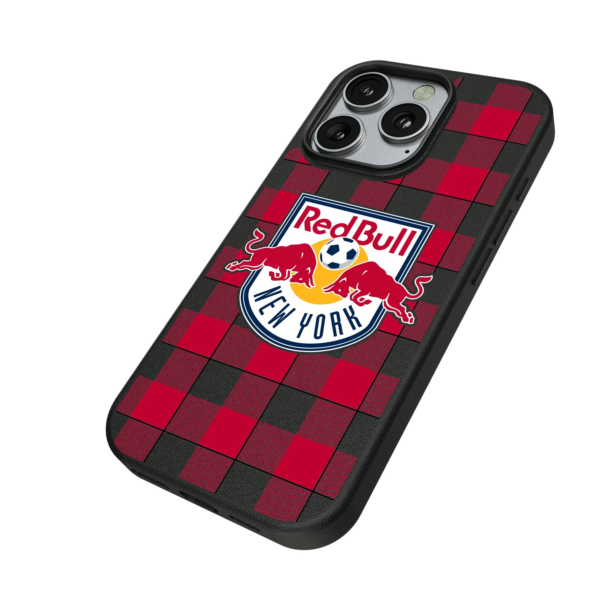 New York Red Bulls Plaid iPhone MagSafe Compatible Phone Case for Apple iPhone - Isometric View