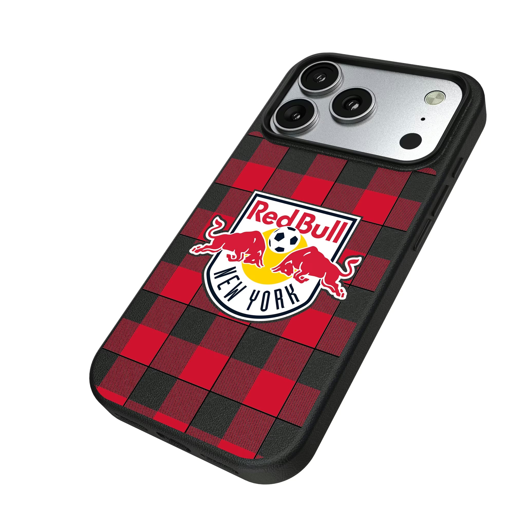 New York Red Bulls Plaid iPhone MagSafe Compatible Phone Case for Apple iPhone - Isometric View#Device_iPhone 17 Pro