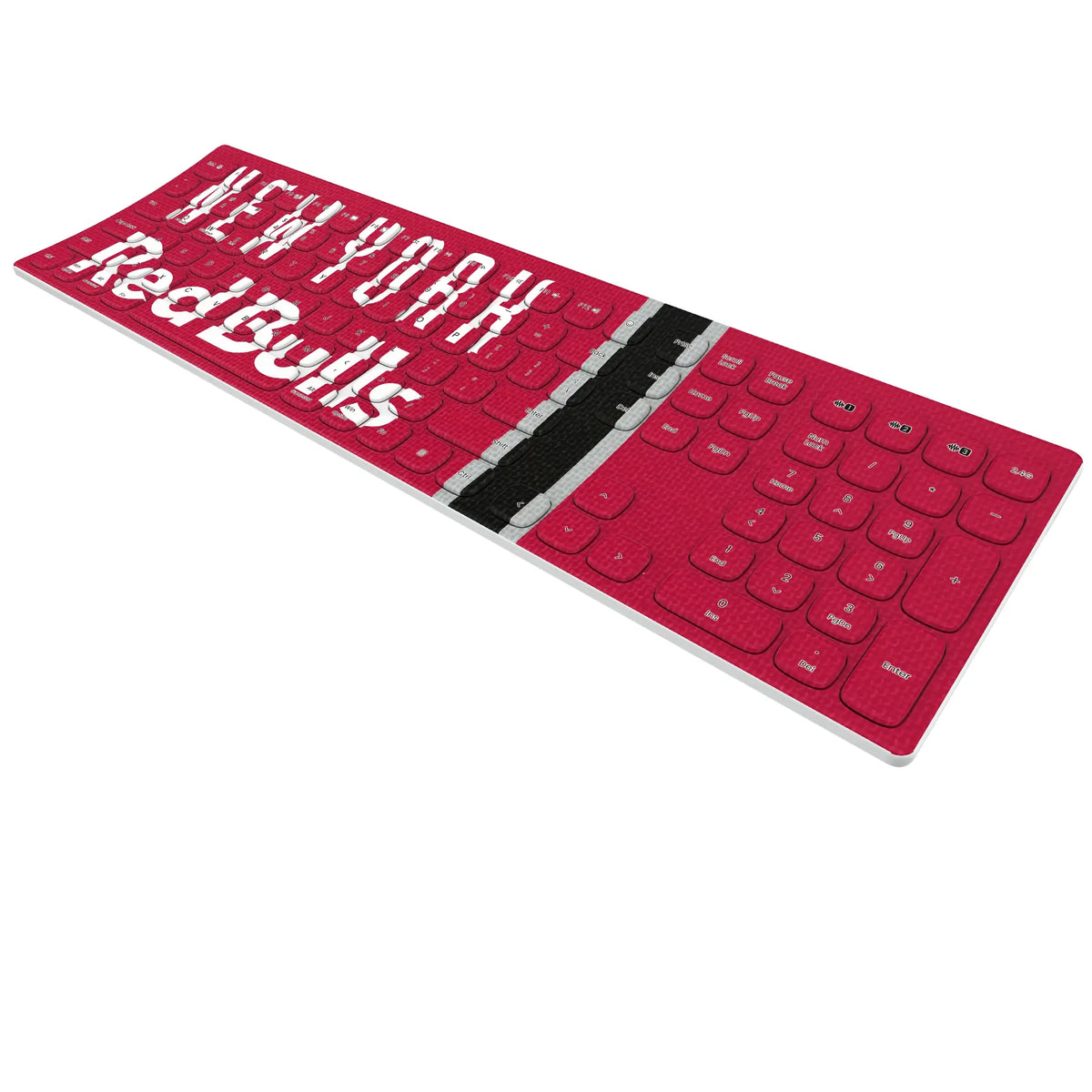New York Red Bulls Stripe KKB605 Curved Wireless Keyboard - Isometric View