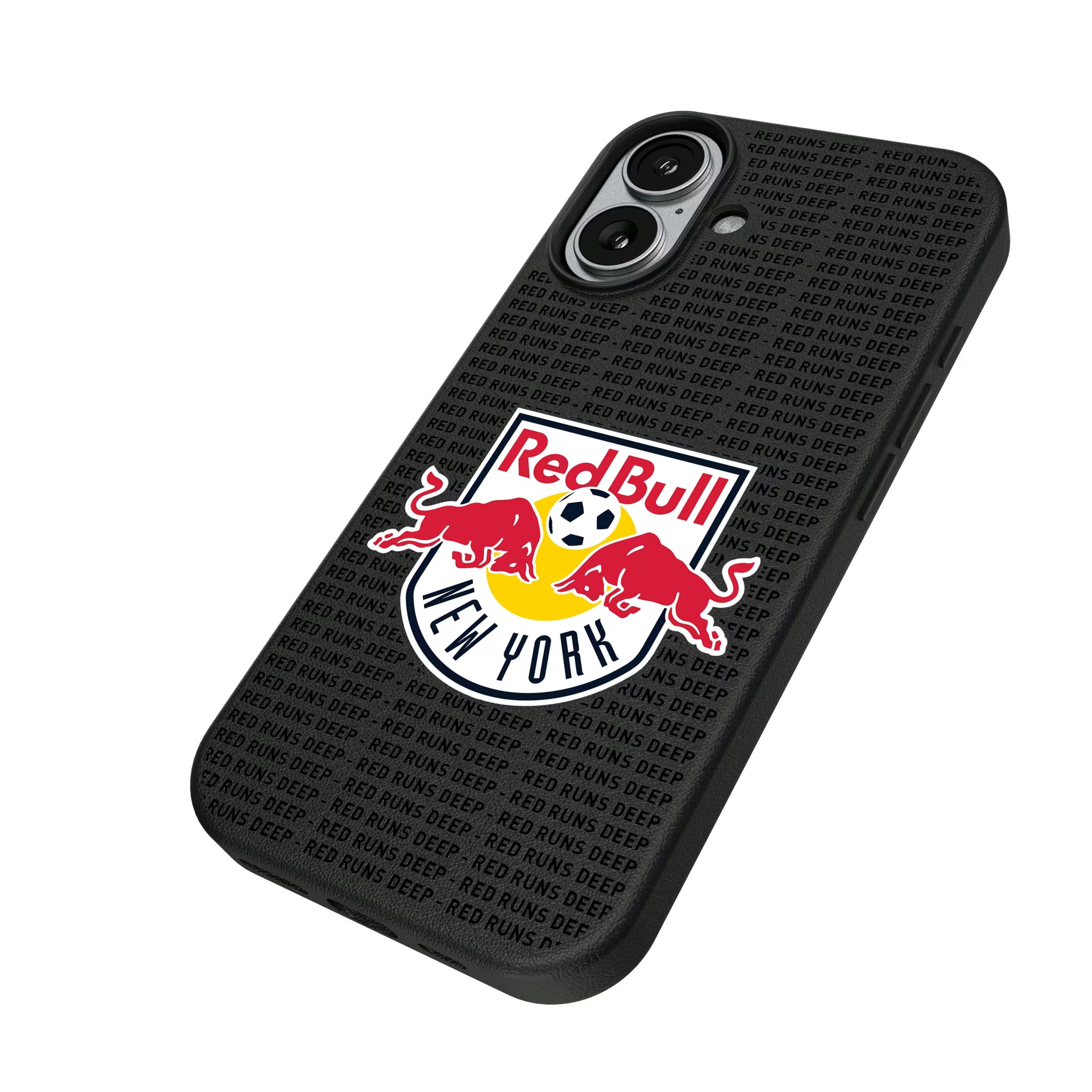 New York Red Bulls Text Backdrop iPhone MagSafe Compatible Phone Case for Apple iPhone - Isometric View#Device_iPhone 17