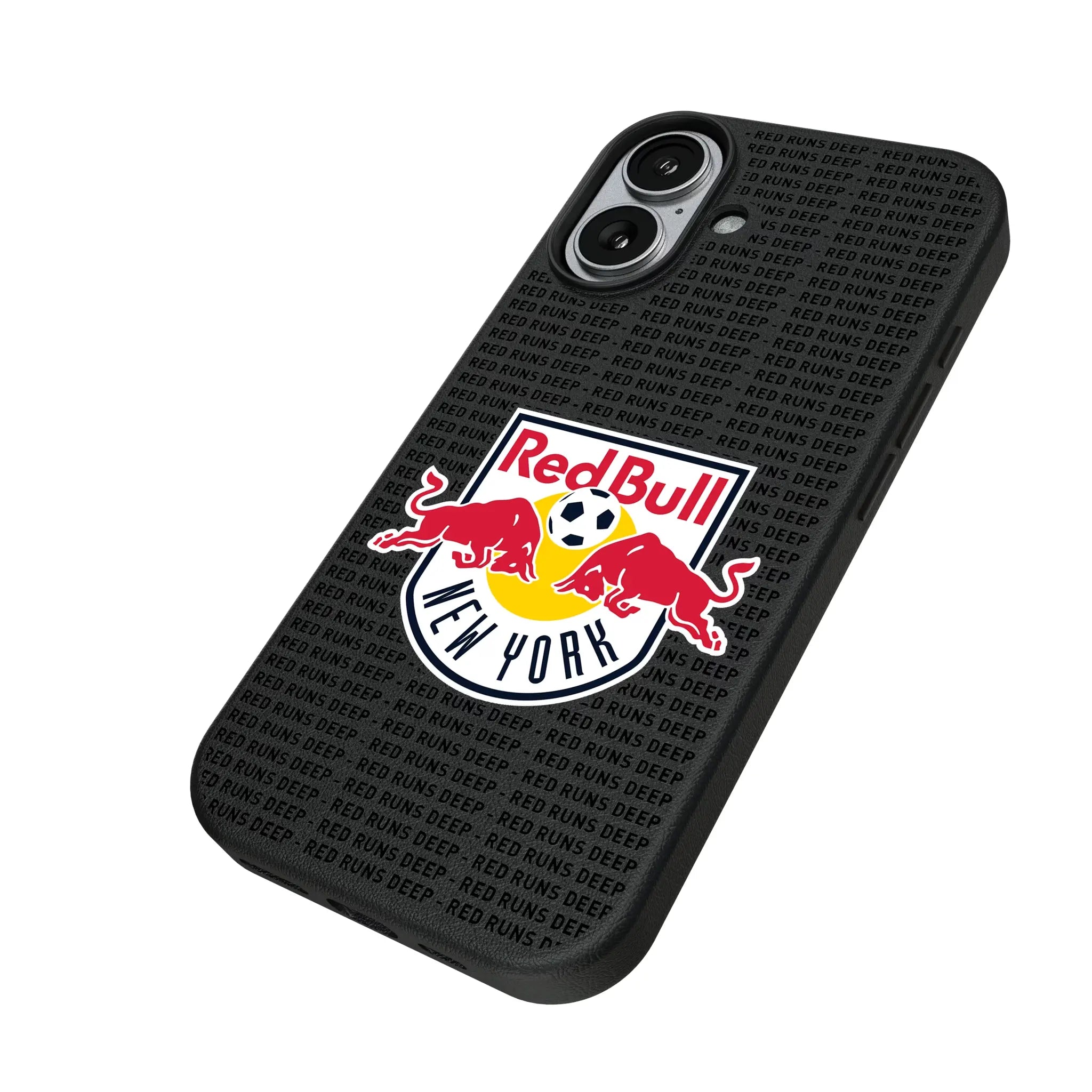 New York Red Bulls Text Backdrop iPhone MagSafe Compatible Phone Case for Apple iPhone - Isometric View#Device_iPhone 17