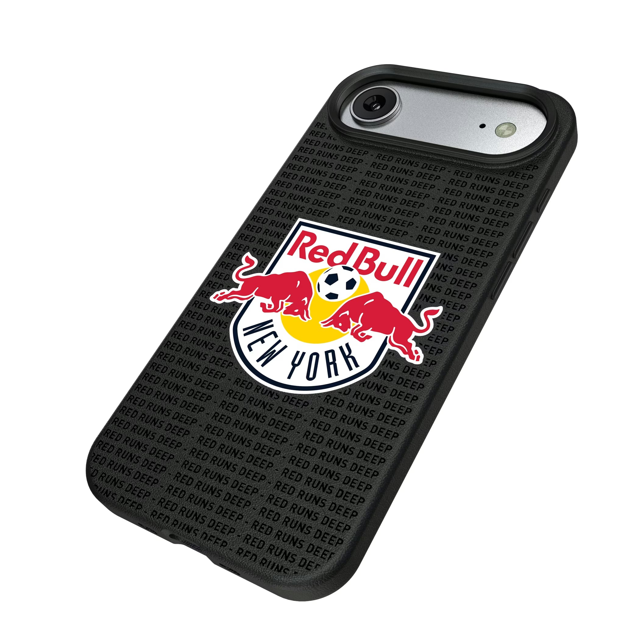 New York Red Bulls Text Backdrop iPhone MagSafe Compatible Phone Case for Apple iPhone - Isometric View#Device_iPhone Air