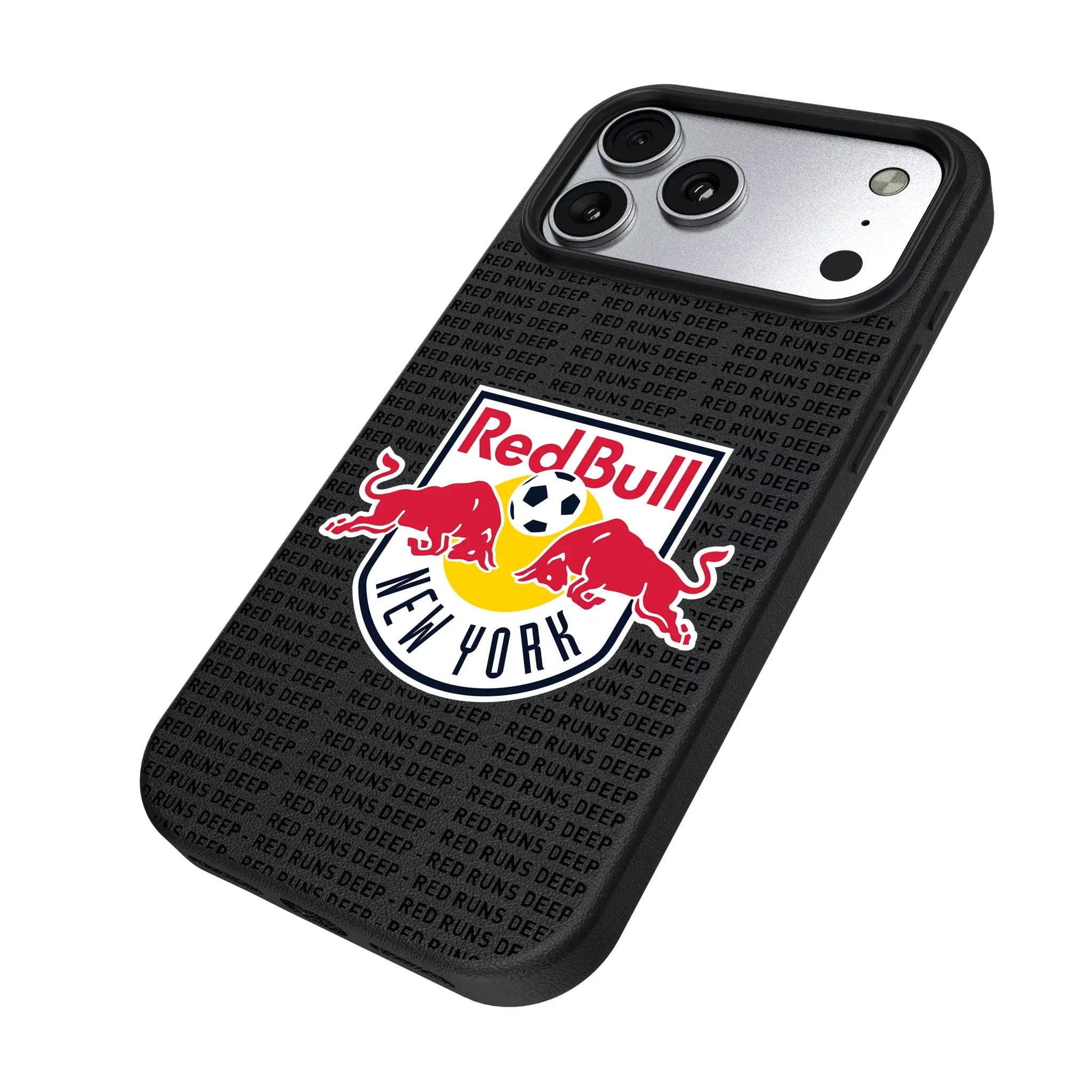 New York Red Bulls Text Backdrop iPhone MagSafe Compatible Phone Case for Apple iPhone - Isometric View#Device_iPhone 17 Pro Max