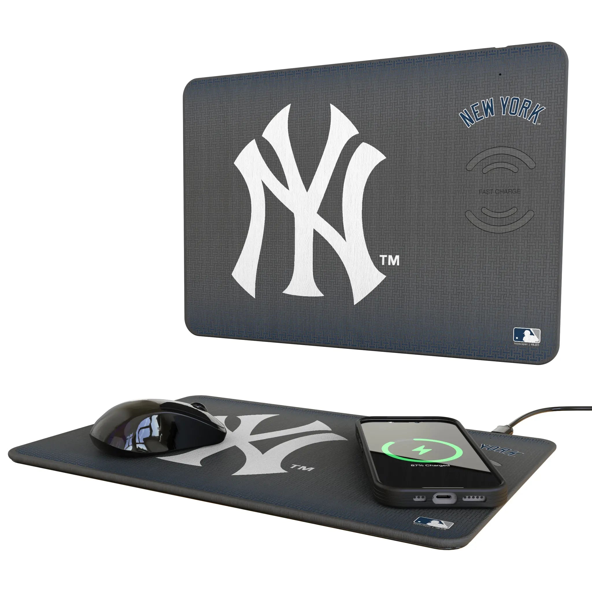 New York Yankees Linen 15-Watt Wireless Charger and Mouse Pad