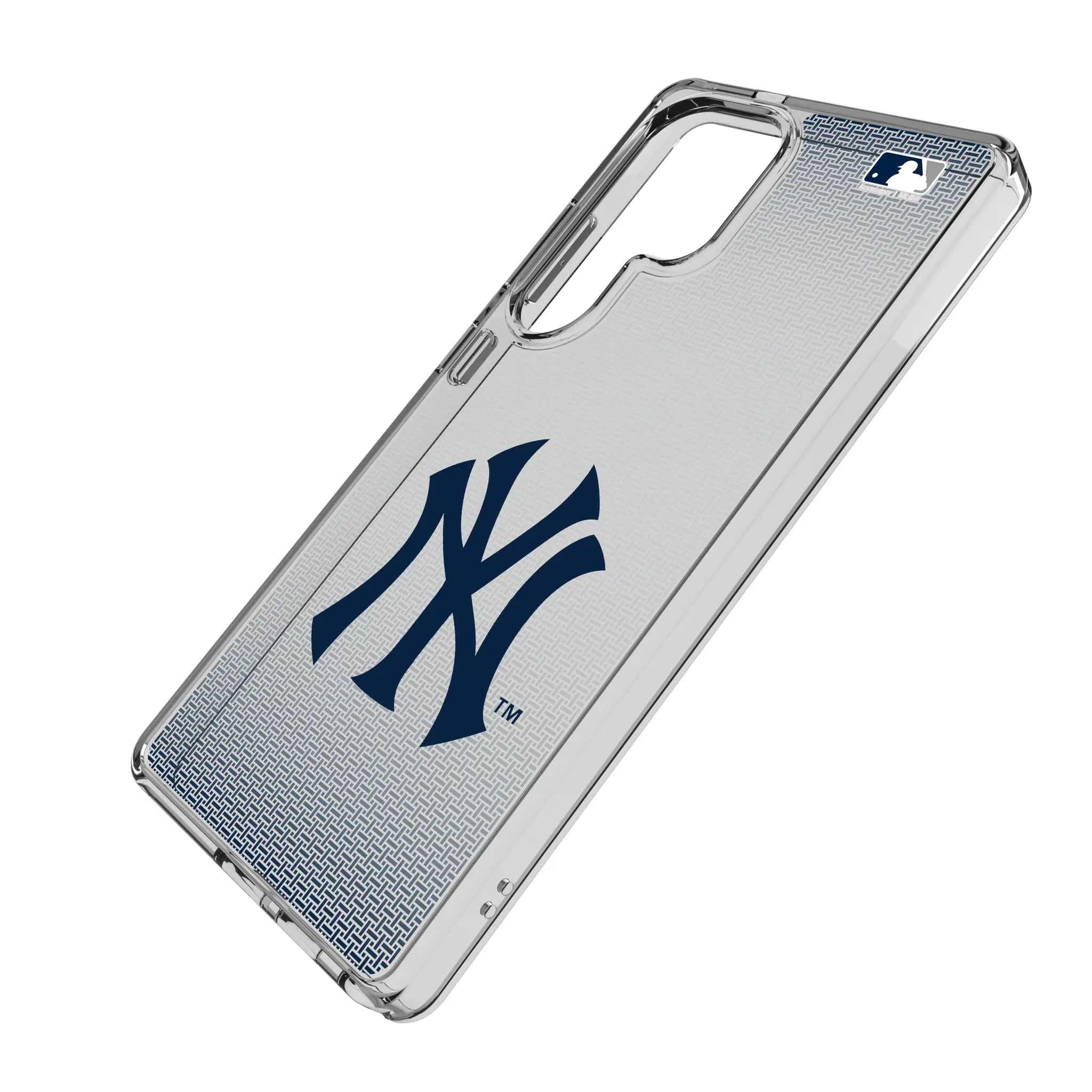 New York Yankees Linen Galaxy Clear Phone Case for Samsung Galaxy - Isometric View#Device_Galaxy S25 Ultra