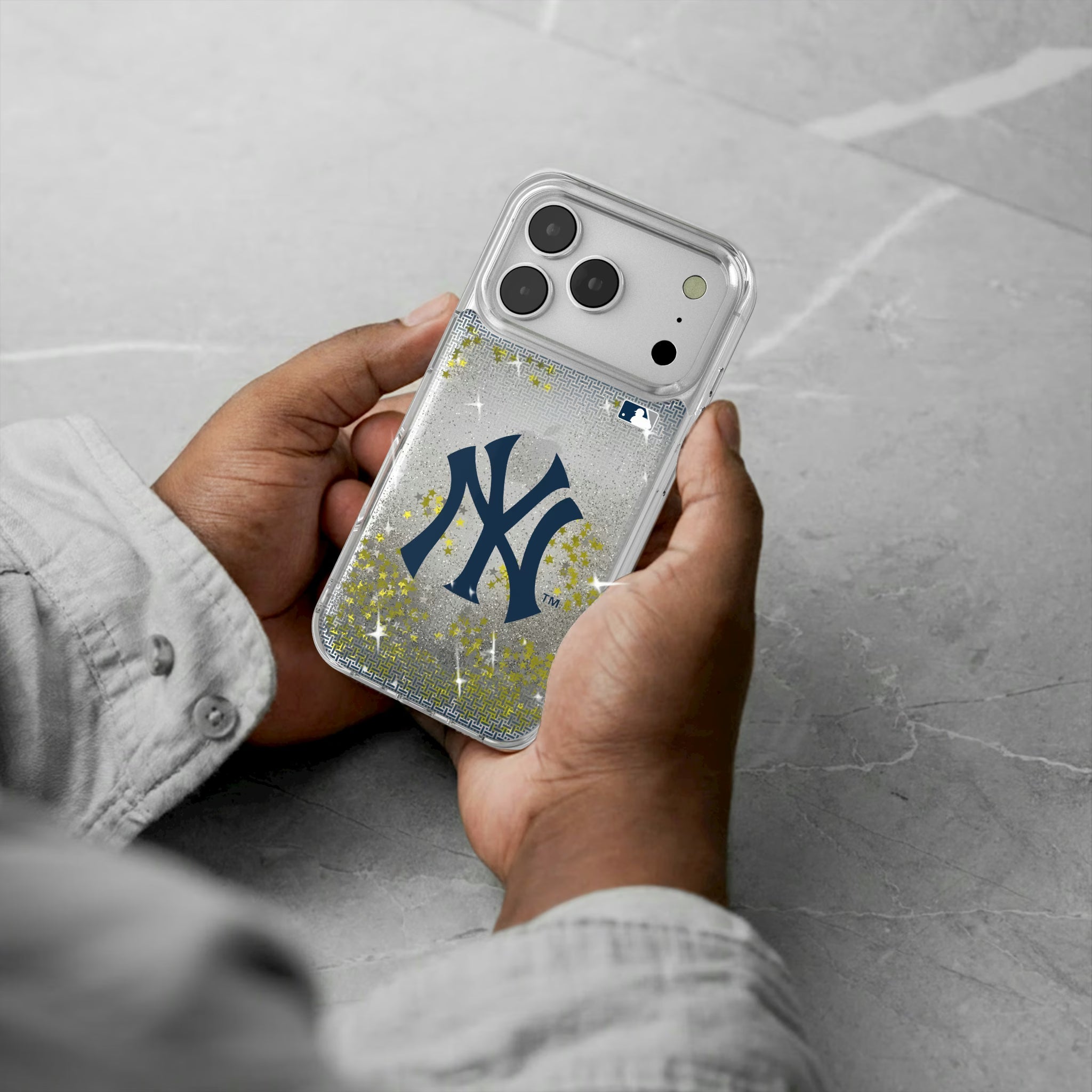 New York Yankees Linen iPhone Glitter Phone Case for Apple iPhone - Lifestyle