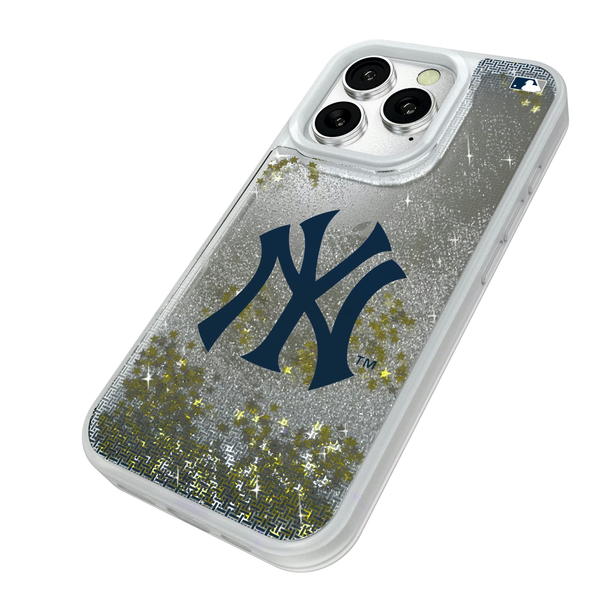 New York Yankees Linen iPhone Glitter Phone Case for Apple iPhone - Isometric View#Device_iPhone 16 Pro