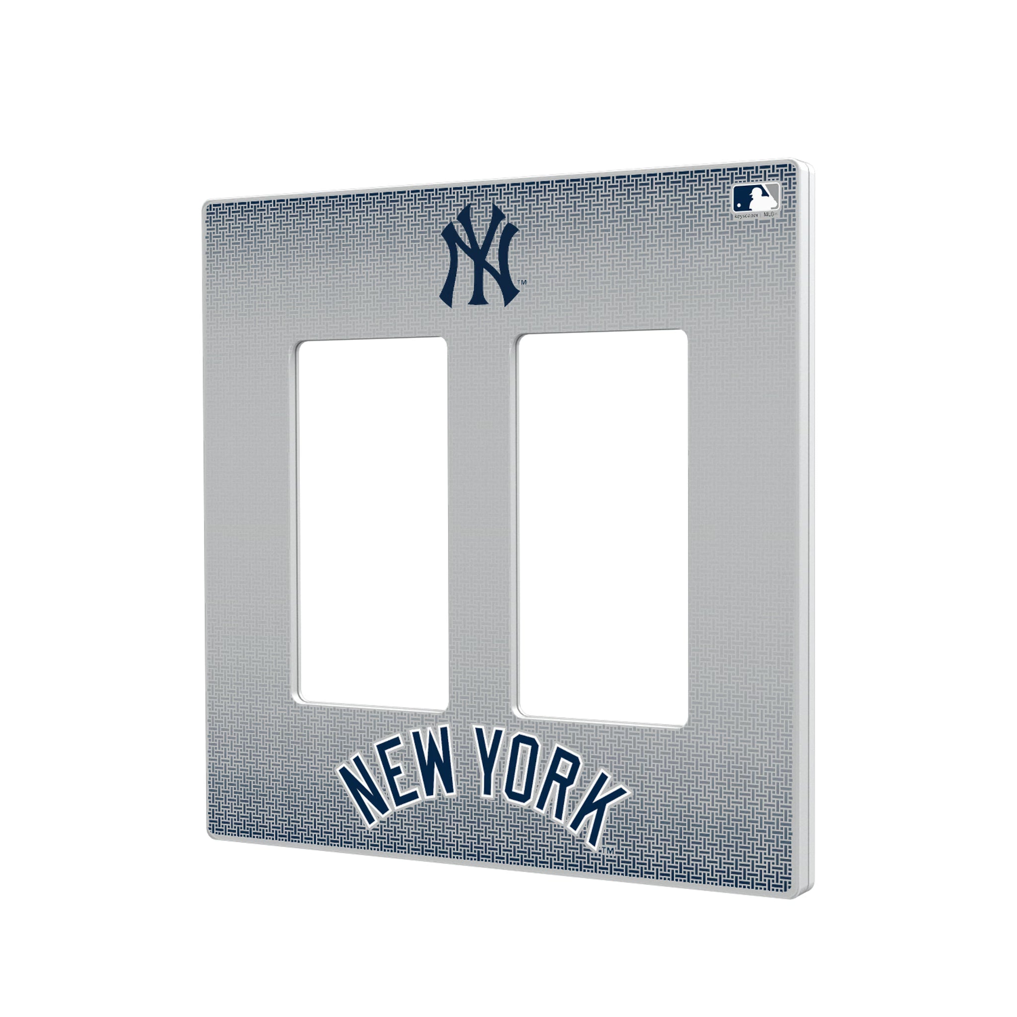 New York Yankees Linen Hidden-Screw Light Switch Plate#Style_Double Rocker