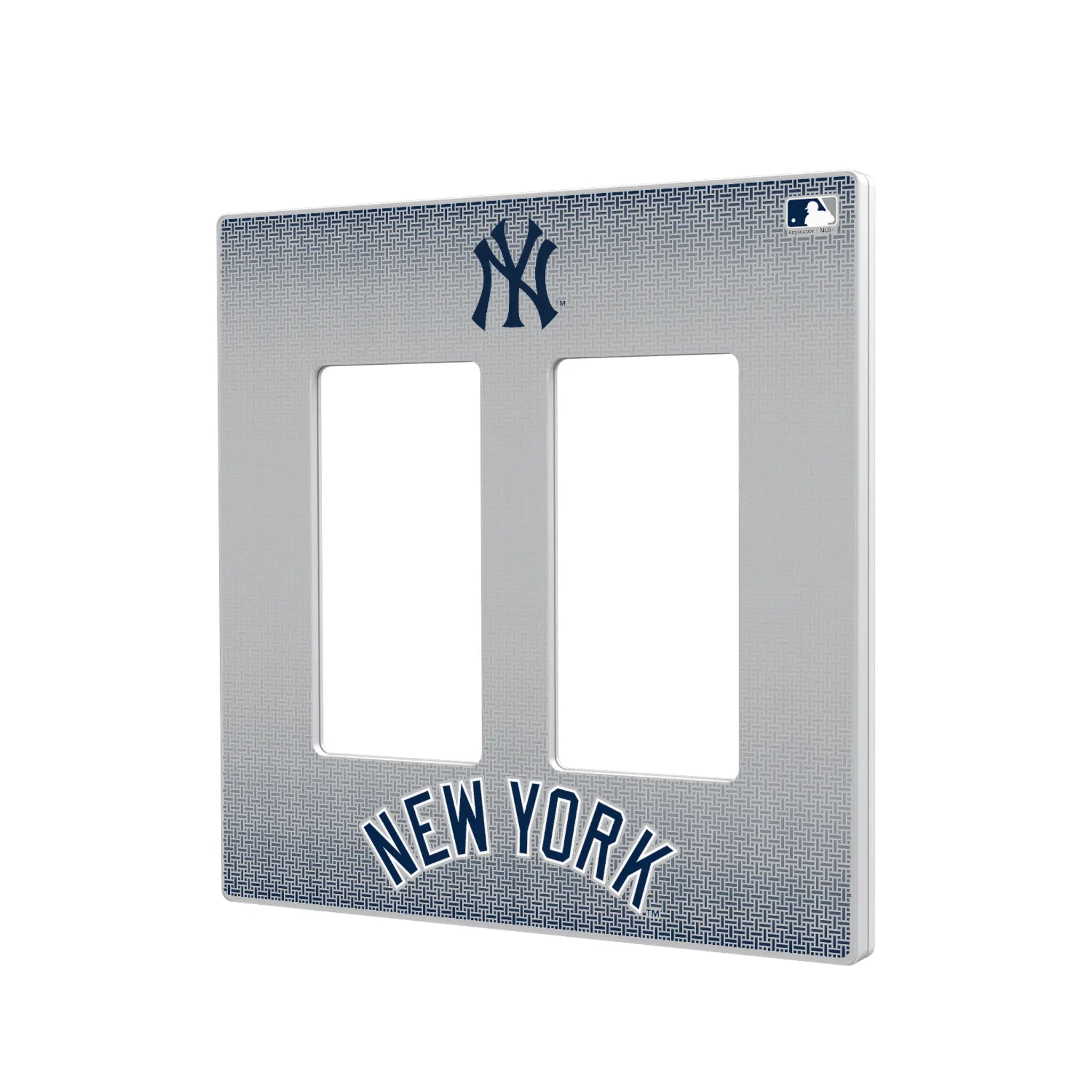 New York Yankees Linen Hidden-Screw Light Switch Plate#Style_Double Rocker