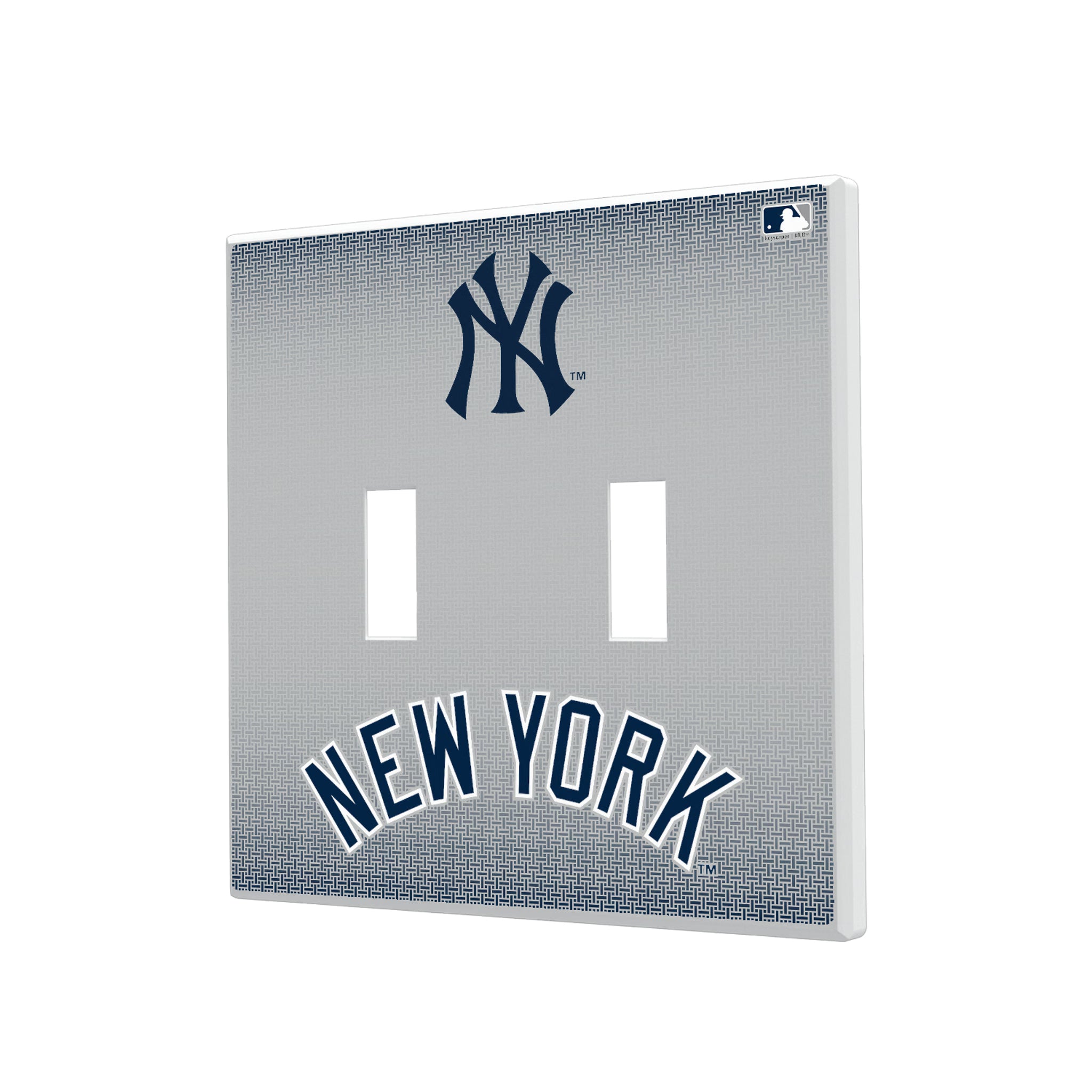 New York Yankees Linen Hidden-Screw Light Switch Plate#Style_Double Toggle