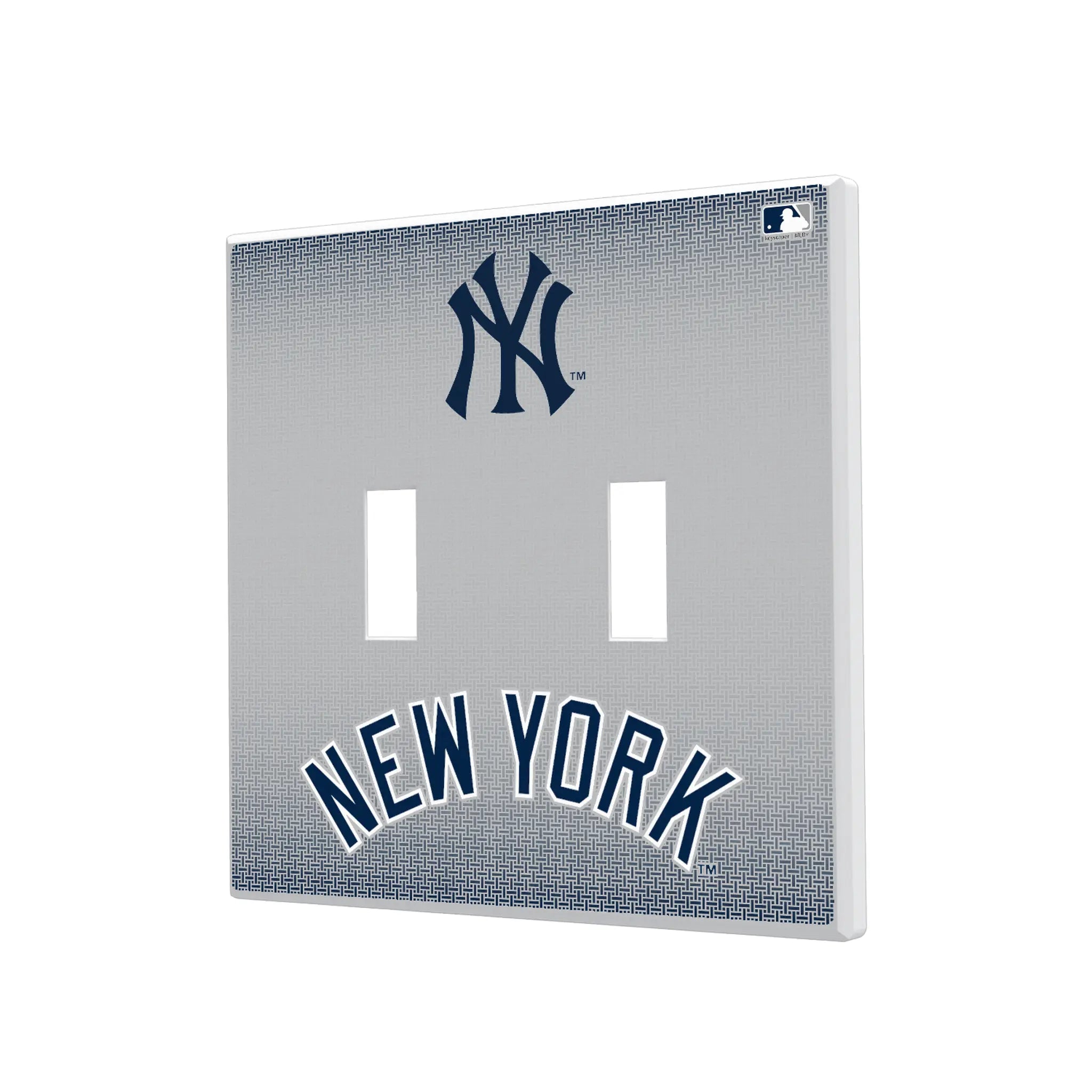 New York Yankees Linen Hidden-Screw Light Switch Plate#Style_Double Toggle