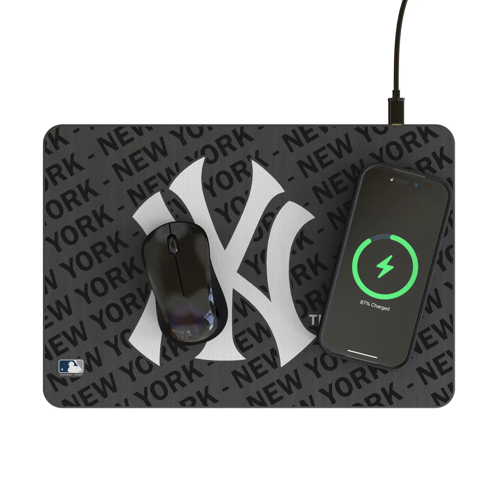 New York Yankees Monocolor Tilt 15-Watt Wireless Charger and Mouse Pad - Lifestyle