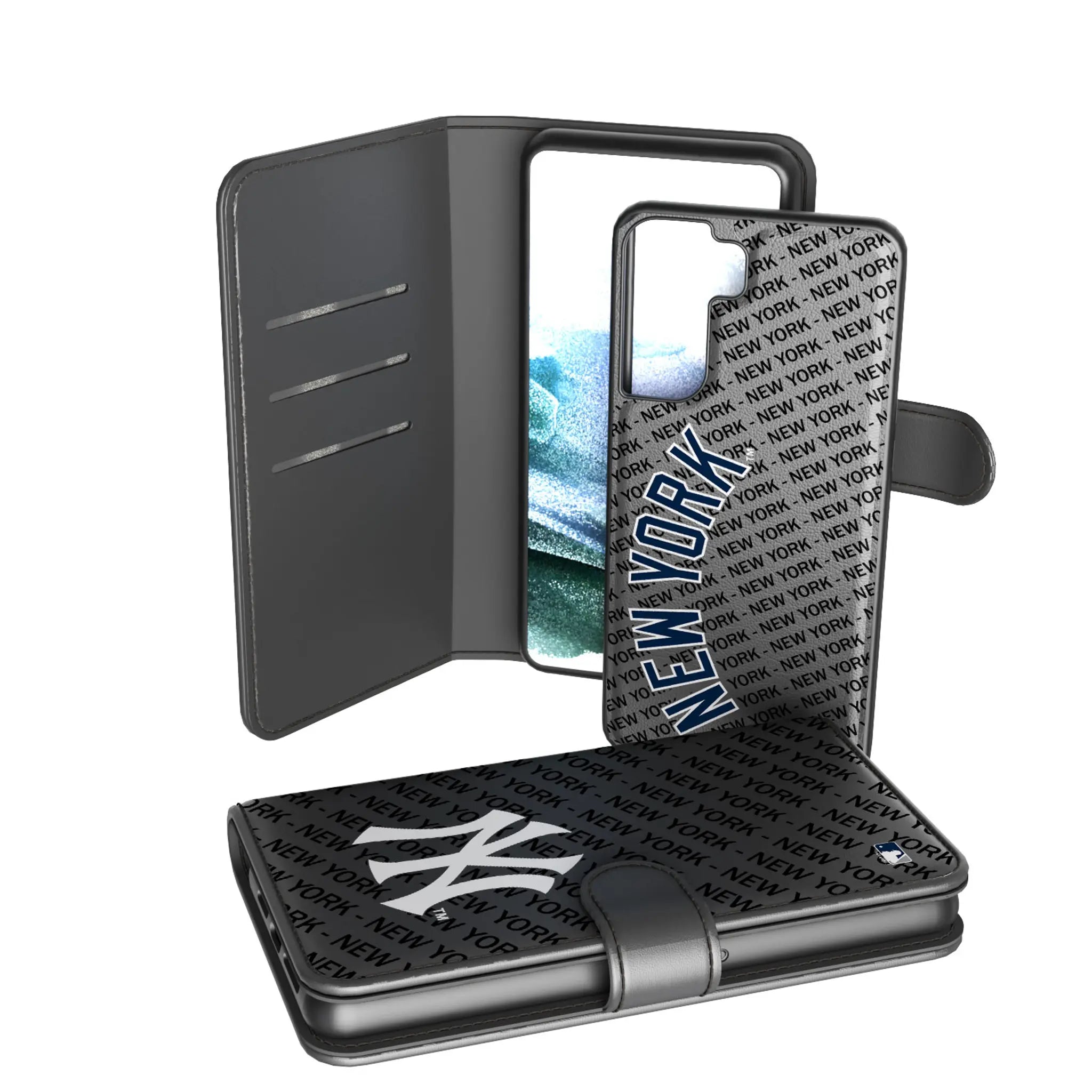 New York Yankees Monocolor Tilt Galaxy Wallet Phone Case for Samsung Galaxy