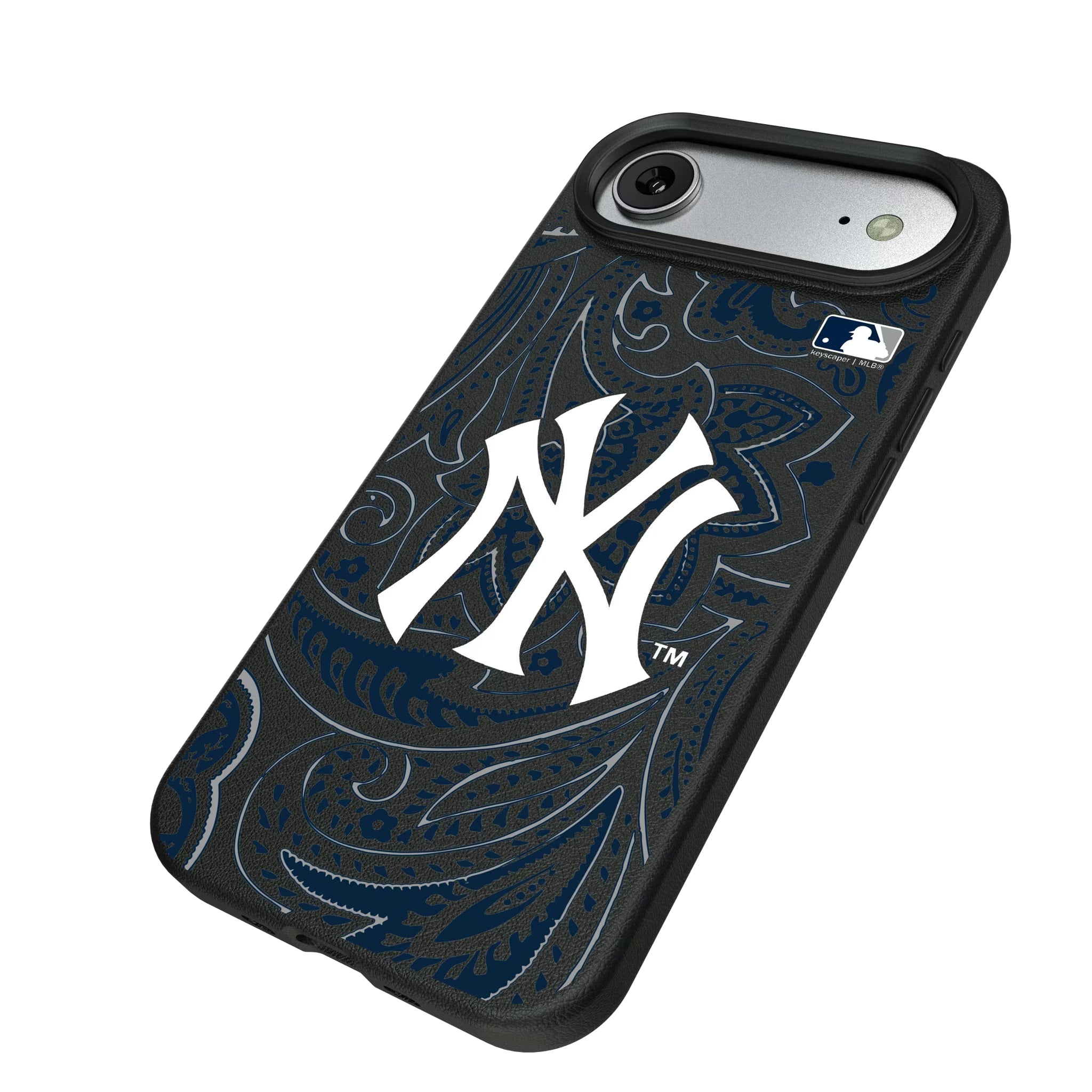 New York Yankees Paisley iPhone MagSafe Compatible Phone Case for Apple iPhone - Isometric View#Device_iPhone Air