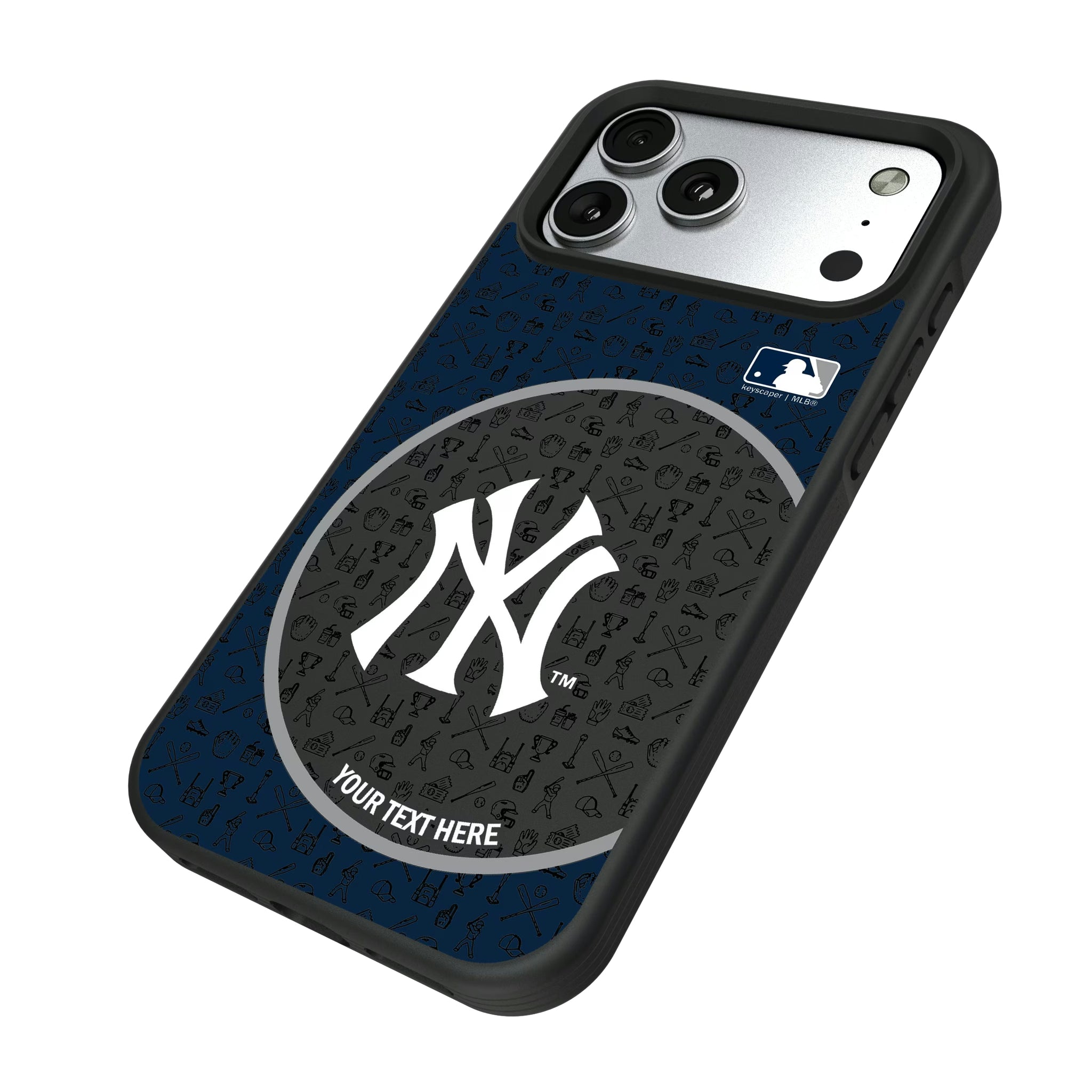 New York Yankees Personalized Circle iPhone Bump Phone Case for Apple iPhone - Isometric View#Device_iPhone 17 Pro Max