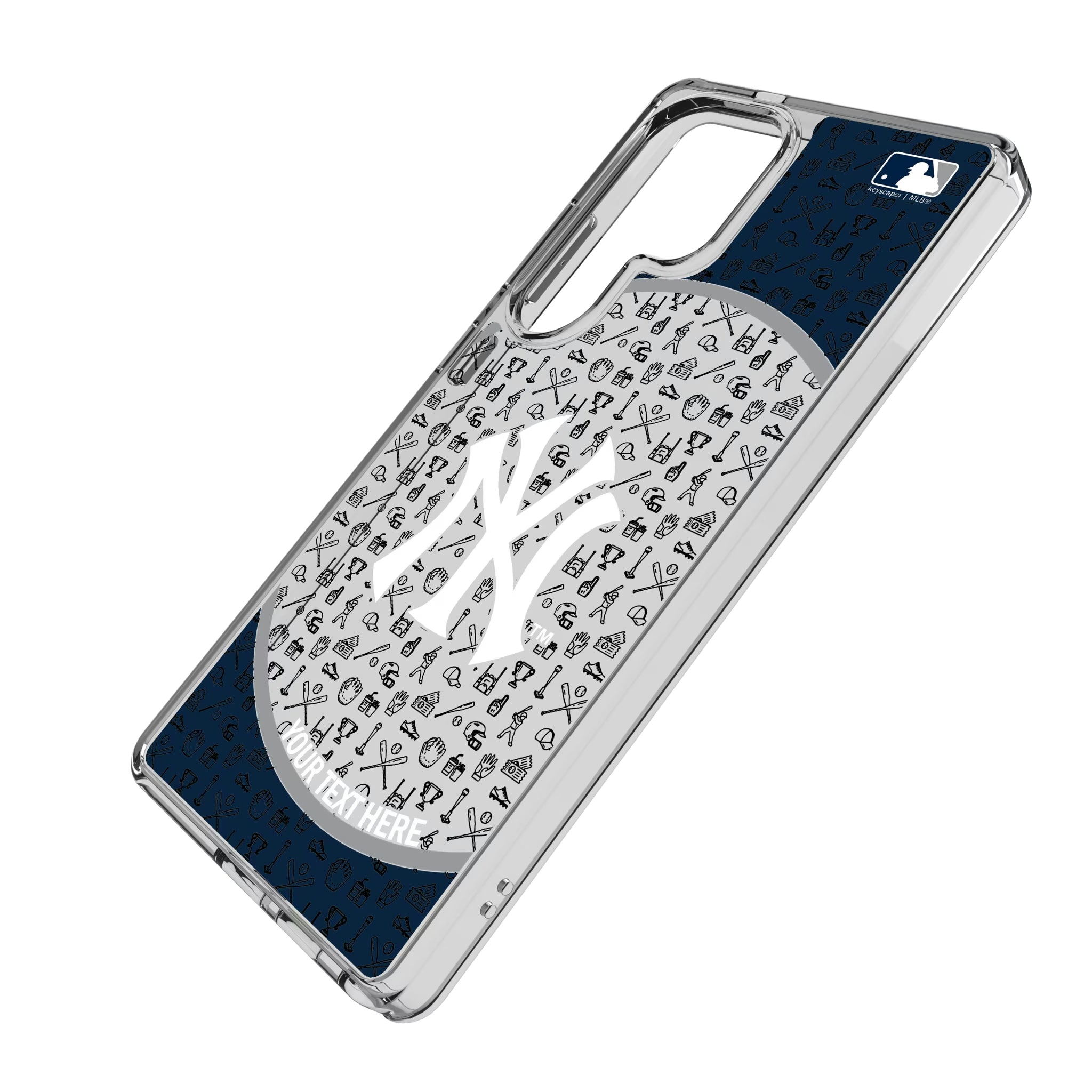 New York Yankees Personalized Circle Galaxy Clear Phone Case for Samsung Galaxy - Isometric View