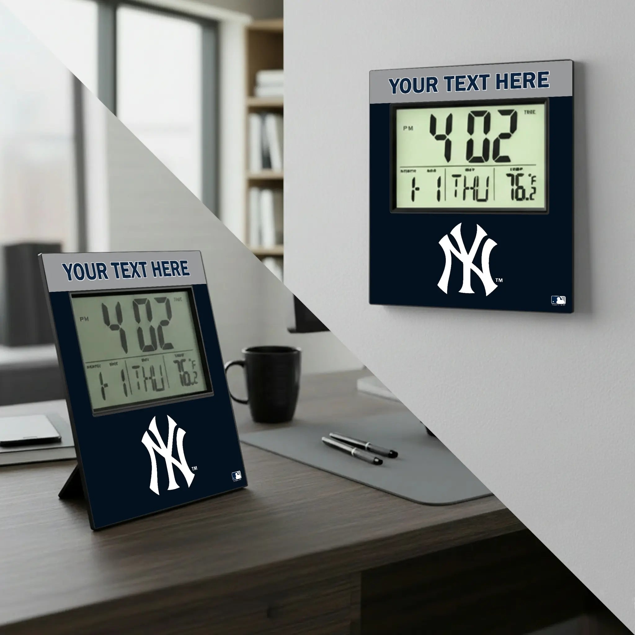 New York Yankees Personalized Color Block Wall Clock - Lifestyle