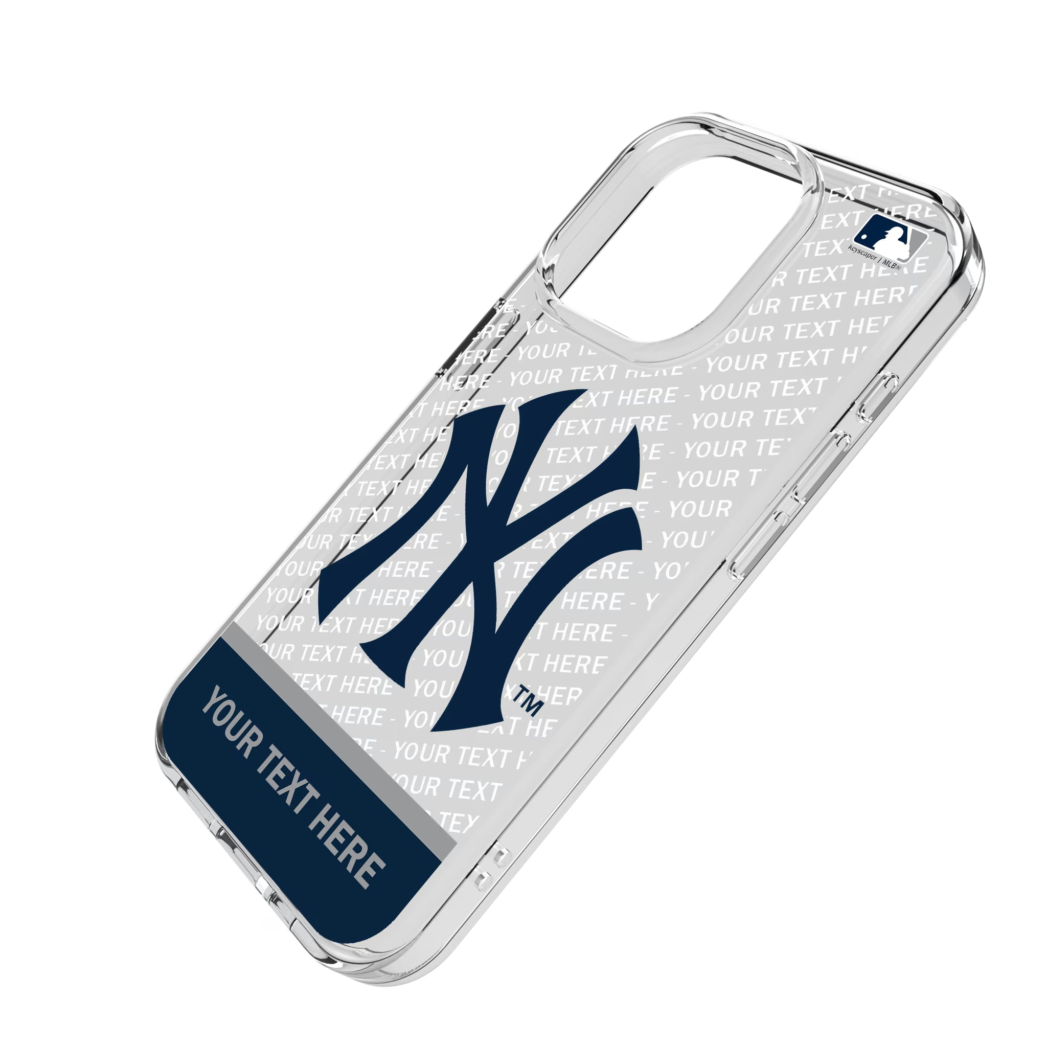 New York Yankees Personalized EndZone Plus iPhone Clear Phone Case for Apple iPhone - Isometric View