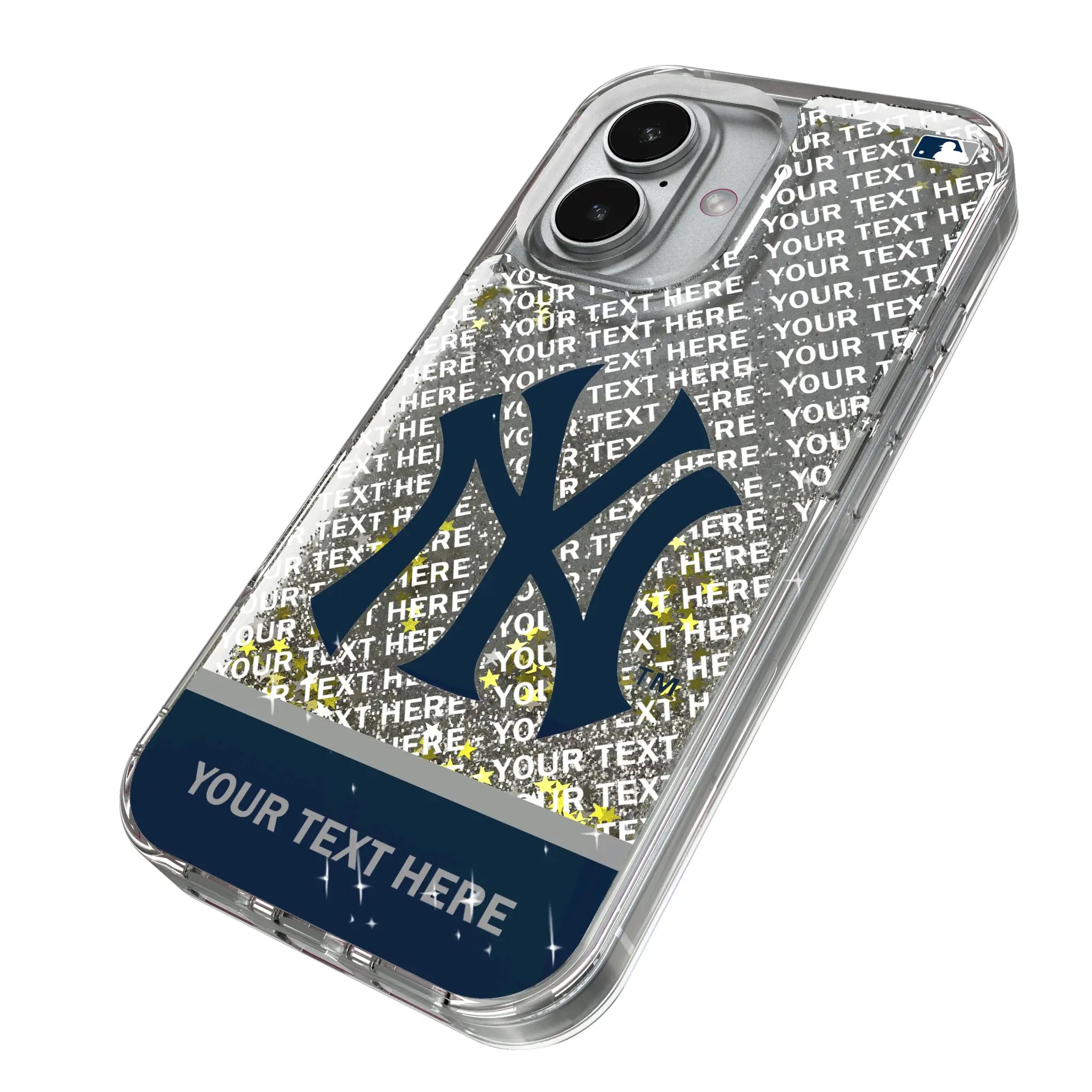 New York Yankees Personalized EndZone Plus iPhone Glitter Phone Case for Apple iPhone - Isometric View