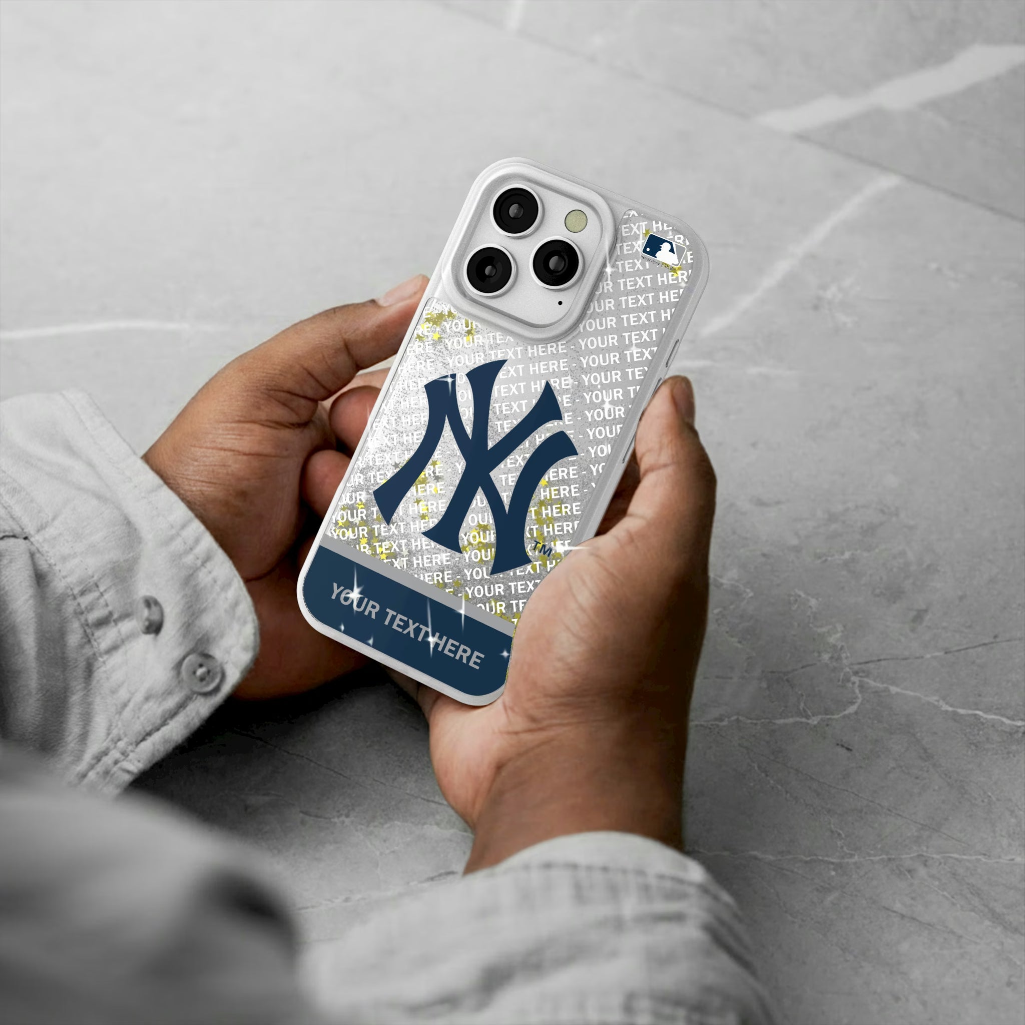 New York Yankees Personalized EndZone Plus iPhone Glitter Phone Case for Apple iPhone - Lifestyle#Device_iPhone 16 Pro