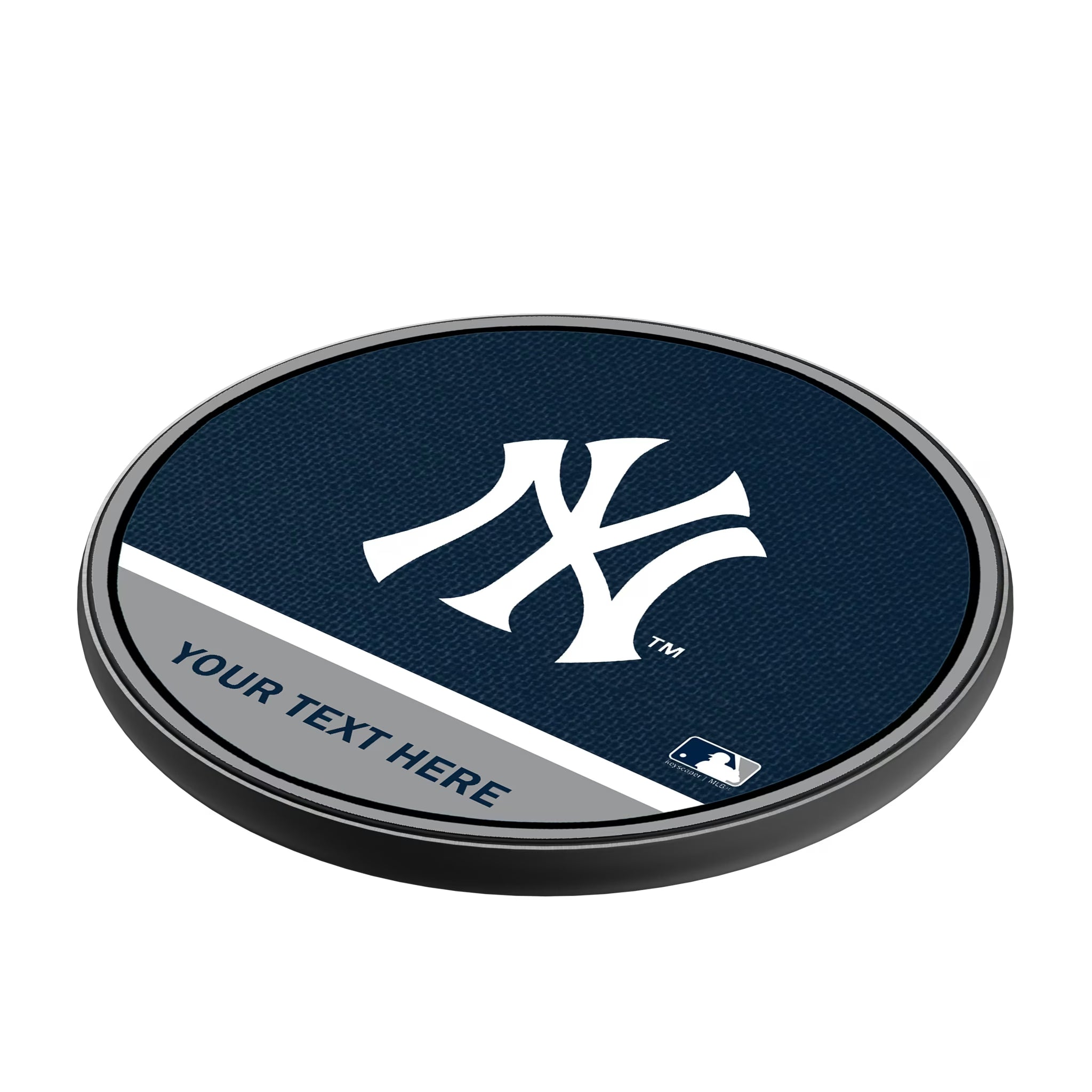 New York Yankees Personalized Endzone Solid 15-Watt Wireless Charger - Isometric View