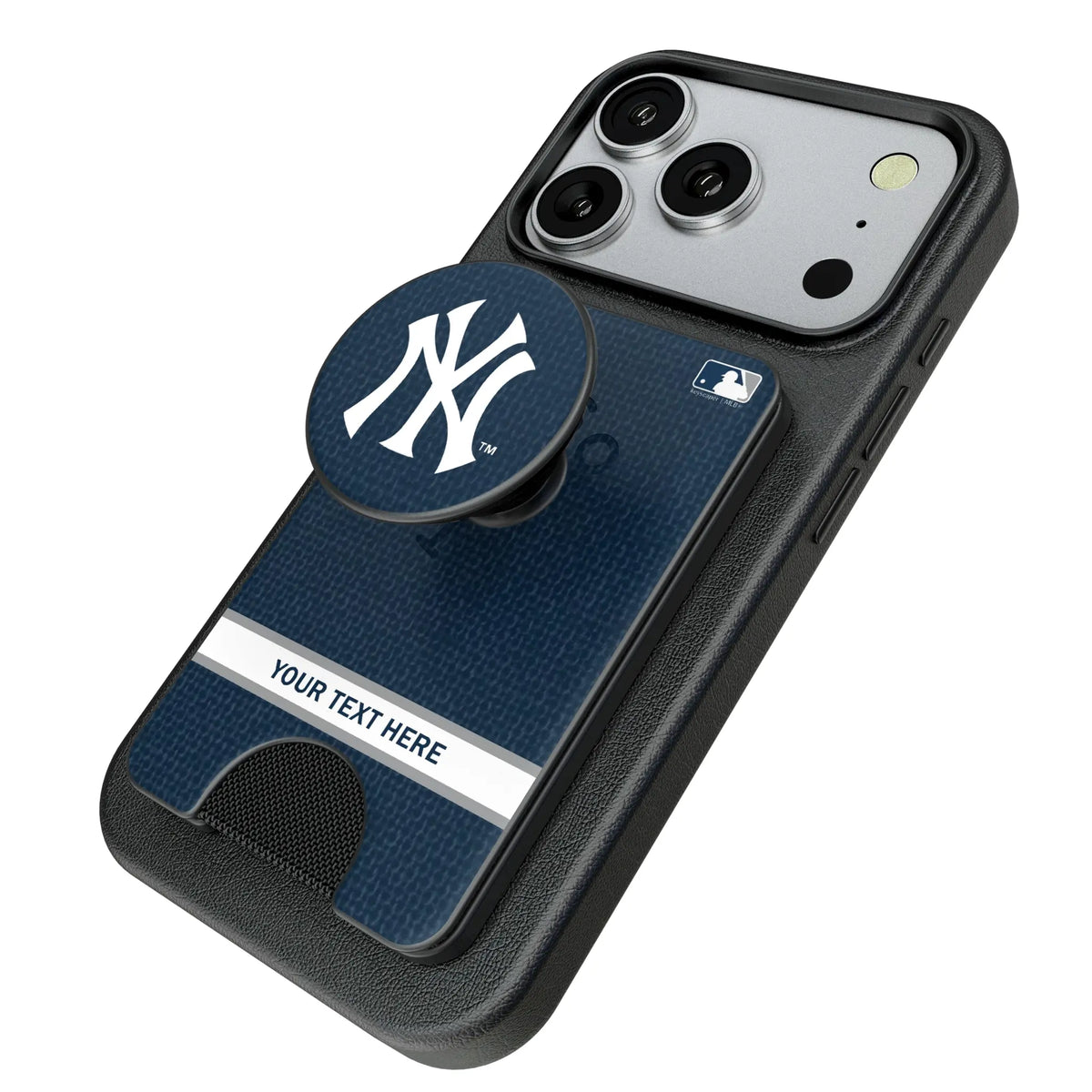 New York Yankees Personalized Endzone Solid Popsockets Wallet Magnetic - Isometric View