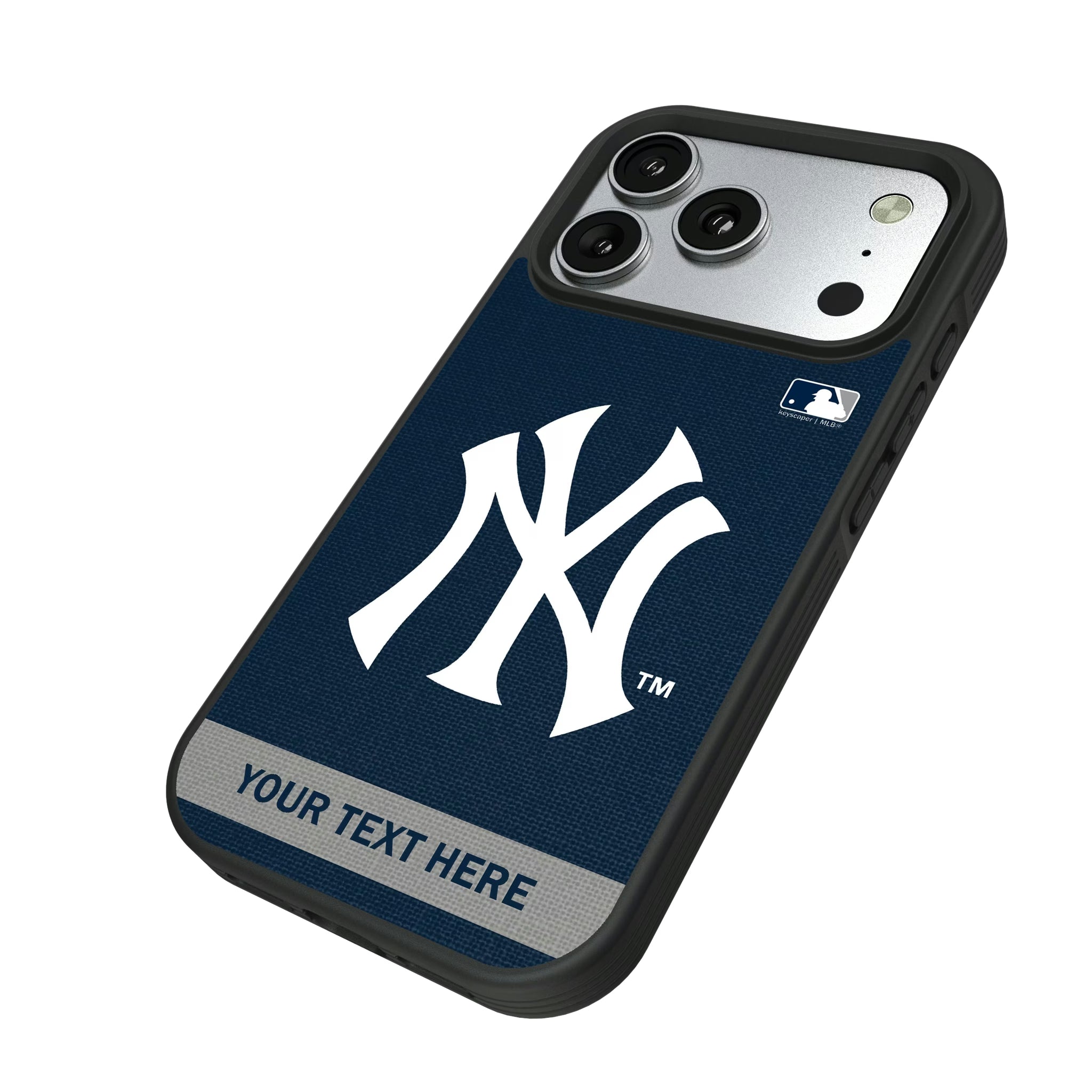 New York Yankees Personalized Stripe iPhone Bump Phone Case for Apple iPhone - Isometric View#Device_iPhone 17 Pro