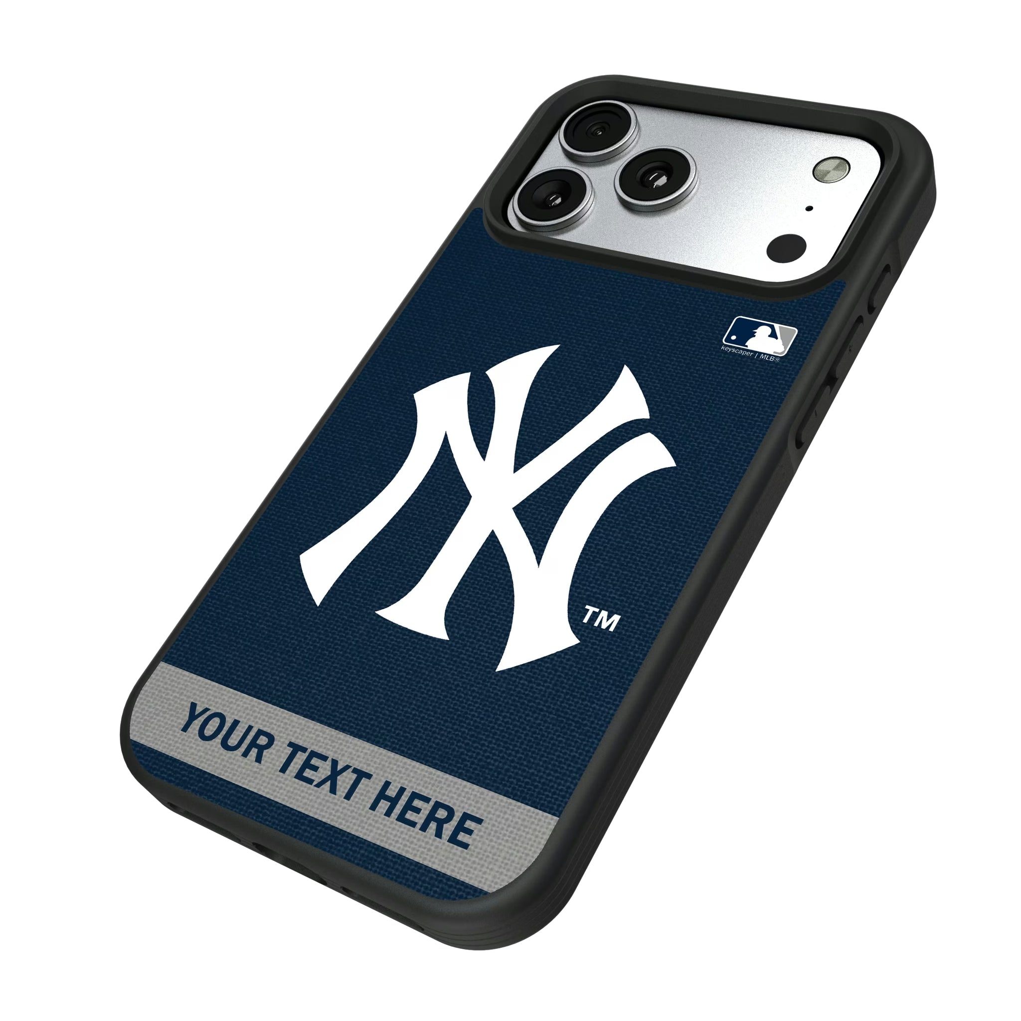 New York Yankees Personalized Stripe iPhone Bump Phone Case for Apple iPhone - Isometric View#Device_iPhone 17 Pro Max