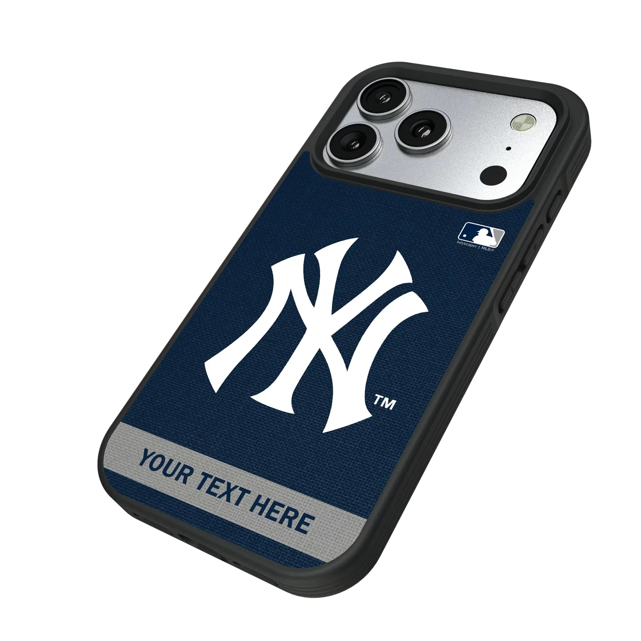 New York Yankees Personalized Stripe iPhone Bump Phone Case for Apple iPhone - Isometric View#Device_iPhone 17 Pro