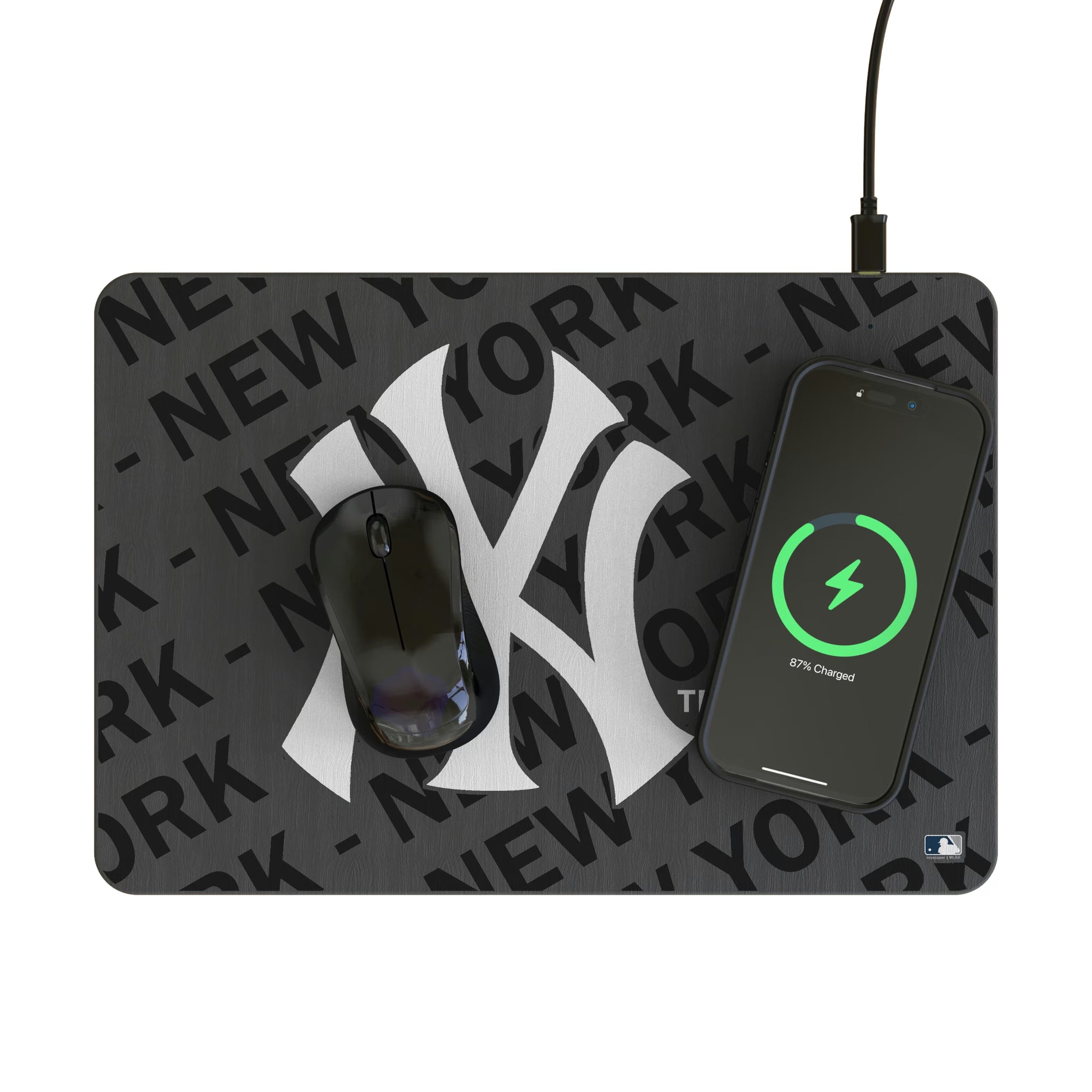 New York Yankees Personalized Tilt 15-Watt Wireless Charger and Mouse Pad - Lifestyle