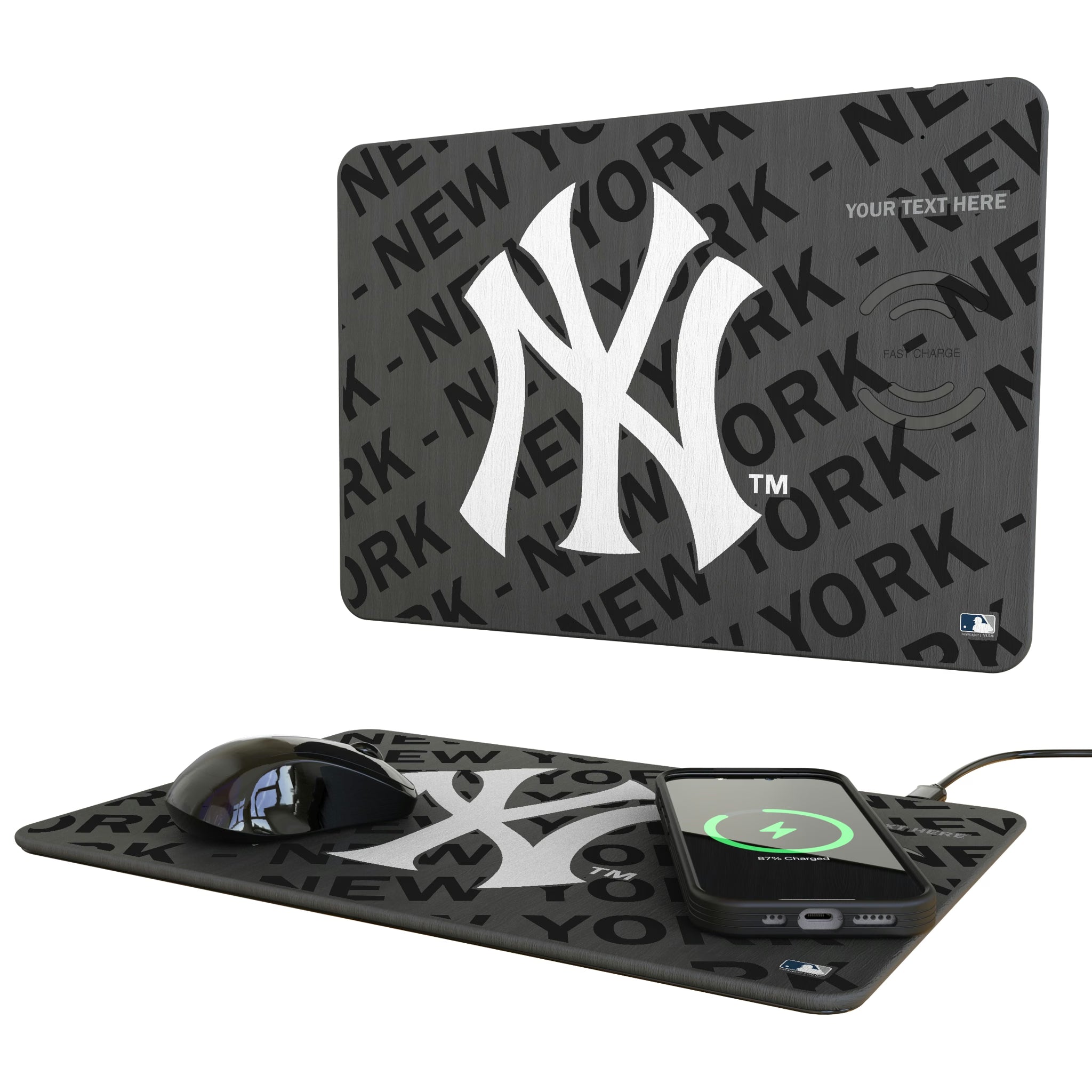 New York Yankees Personalized Tilt 15-Watt Wireless Charger and Mouse Pad