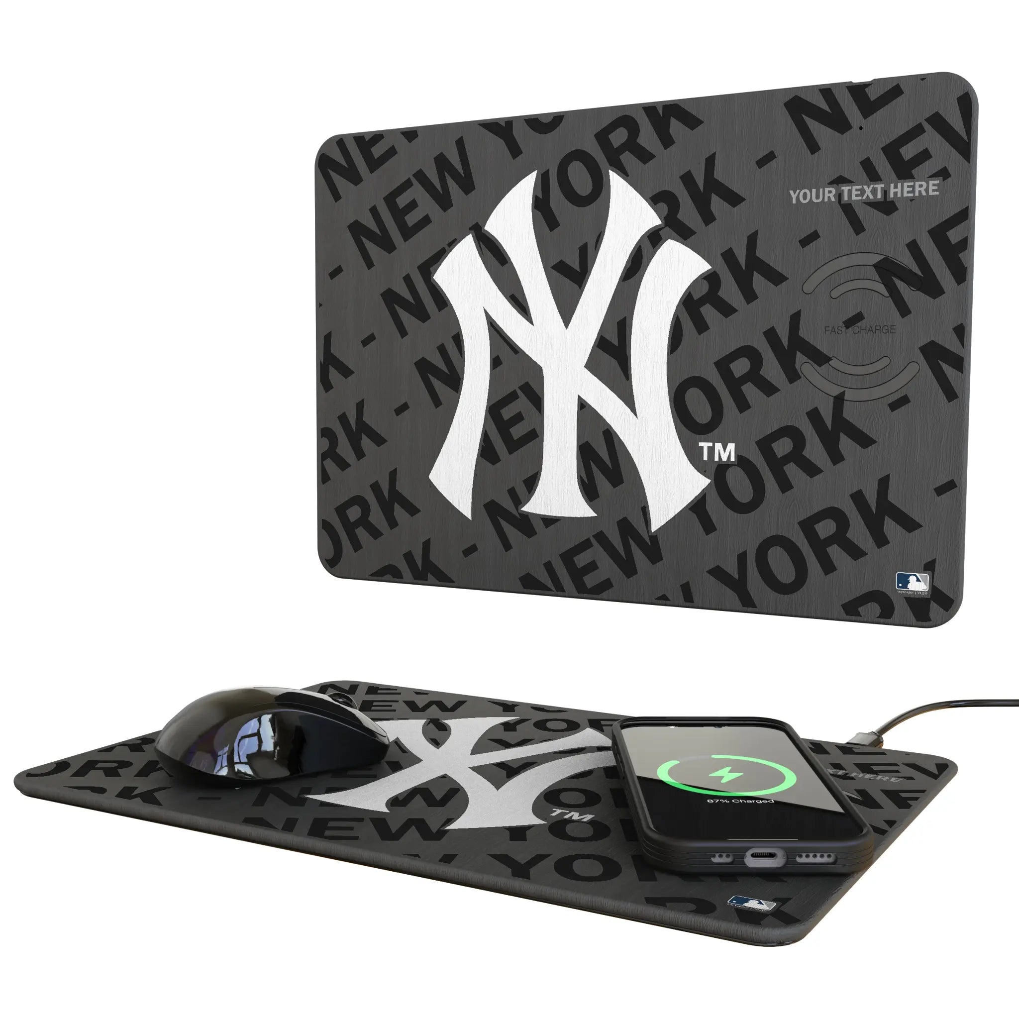 New York Yankees Personalized Tilt 15-Watt Wireless Charger and Mouse Pad