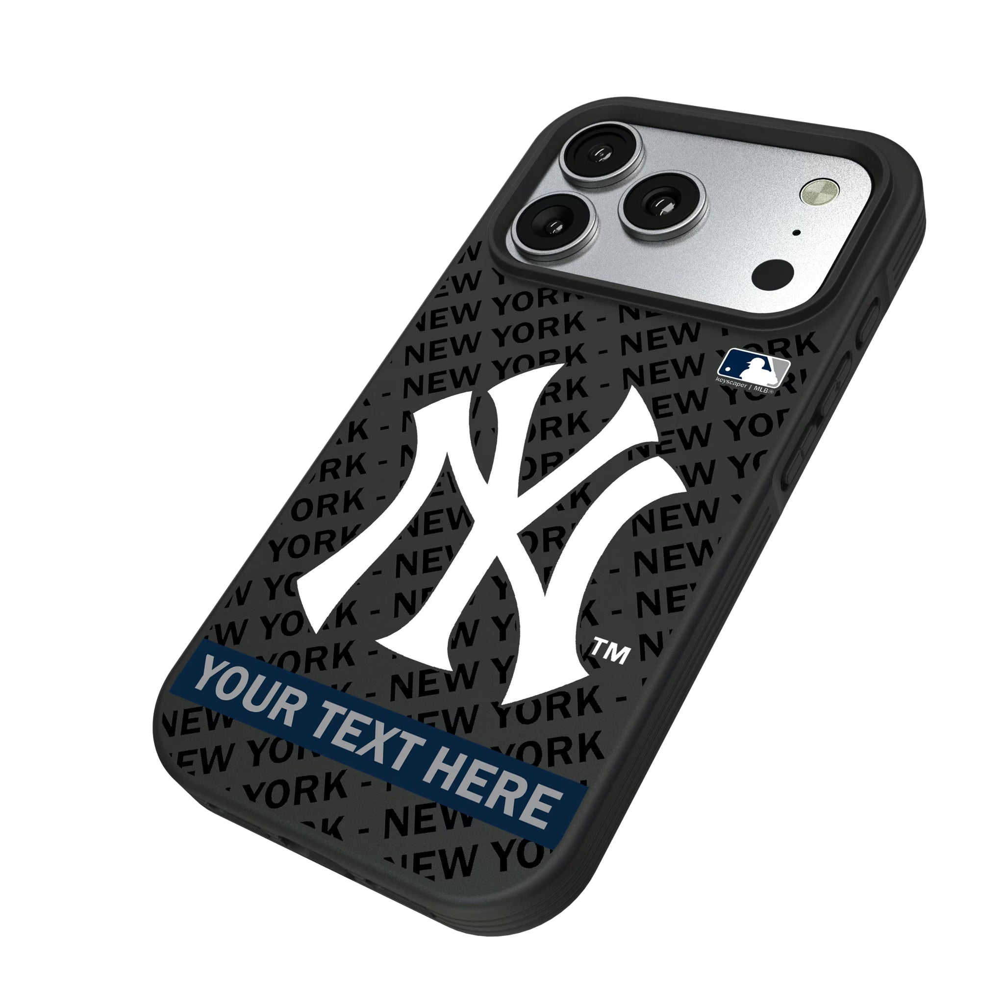 New York Yankees Personalized Tilt iPhone Bump Phone Case for Apple iPhone - Isometric View#Device_iPhone 17 Pro