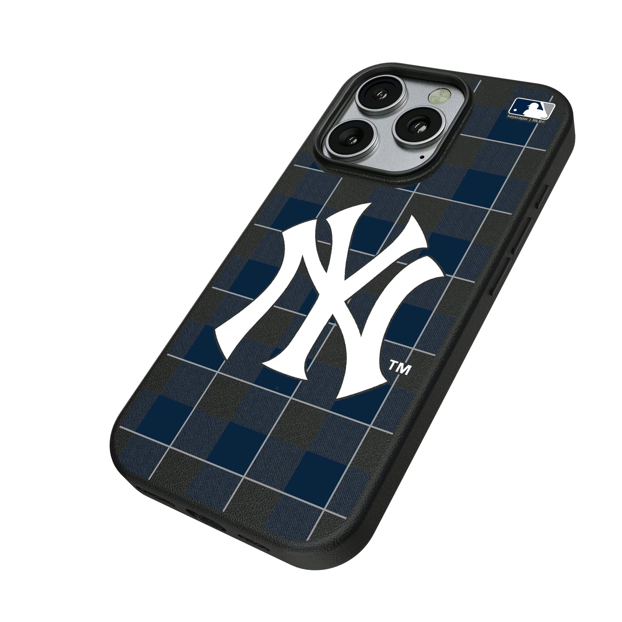 New York Yankees Plaid iPhone MagSafe Compatible Phone Case for Apple iPhone - Isometric View