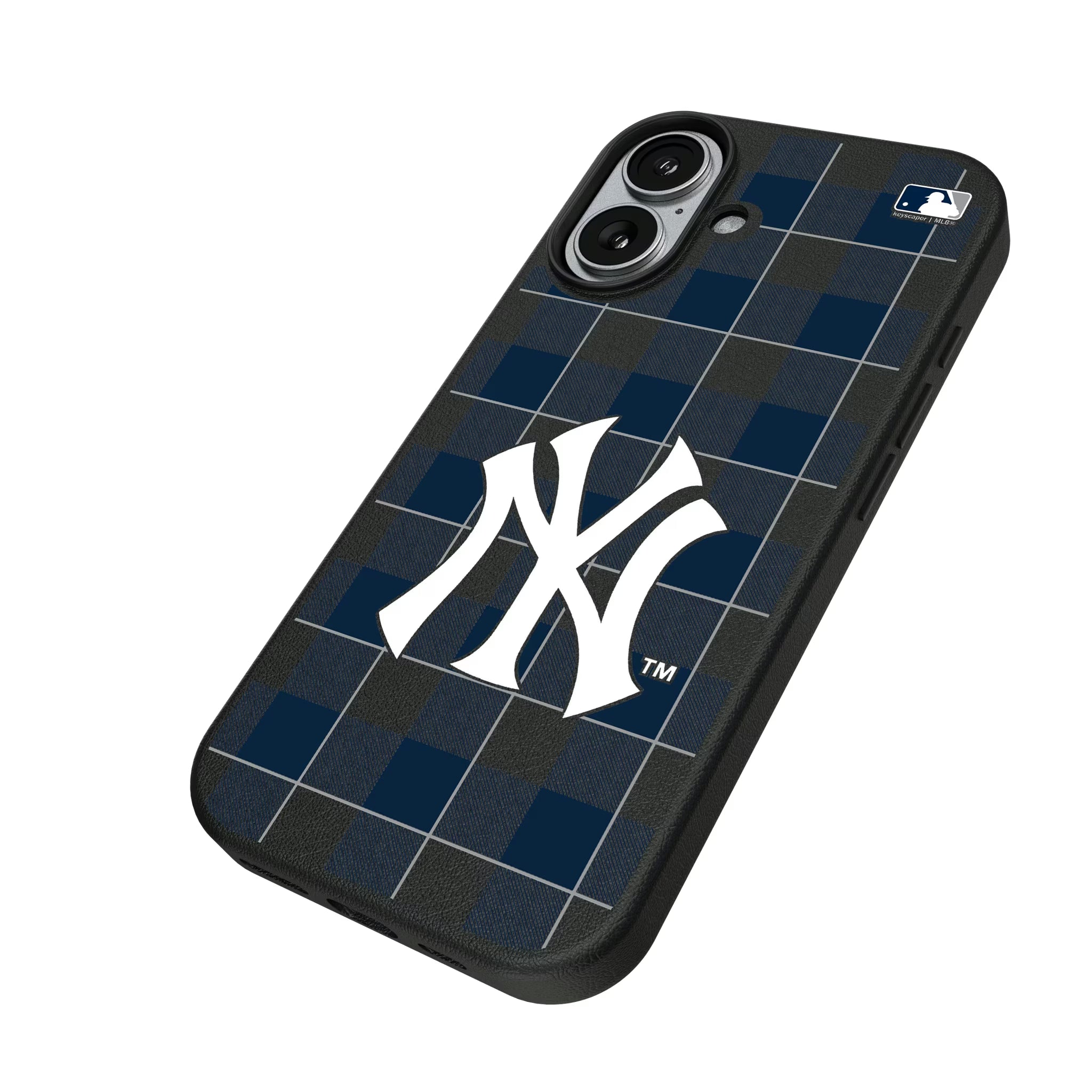 New York Yankees Plaid iPhone MagSafe Compatible Phone Case for Apple iPhone - Isometric View#Device_iPhone 17