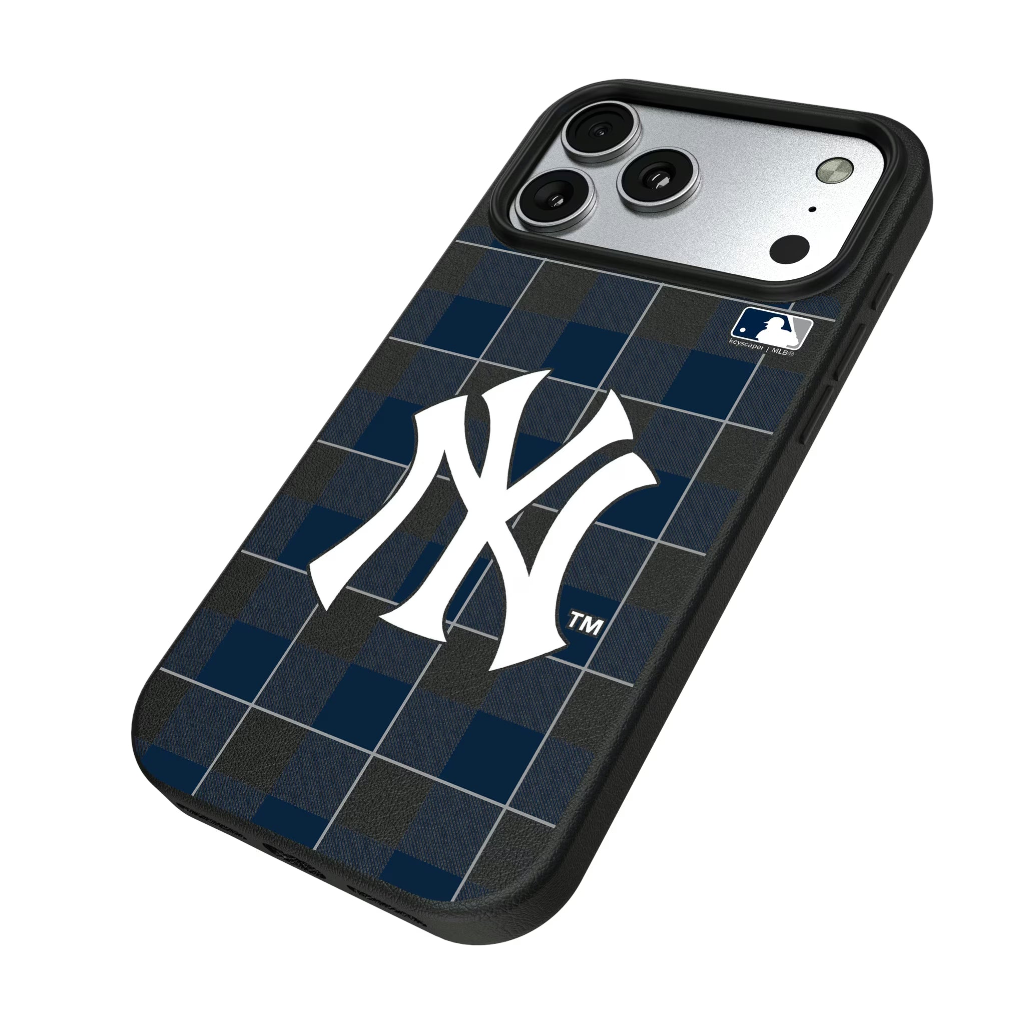 New York Yankees Plaid iPhone MagSafe Compatible Phone Case for Apple iPhone - Isometric View#Device_iPhone 17 Pro Max