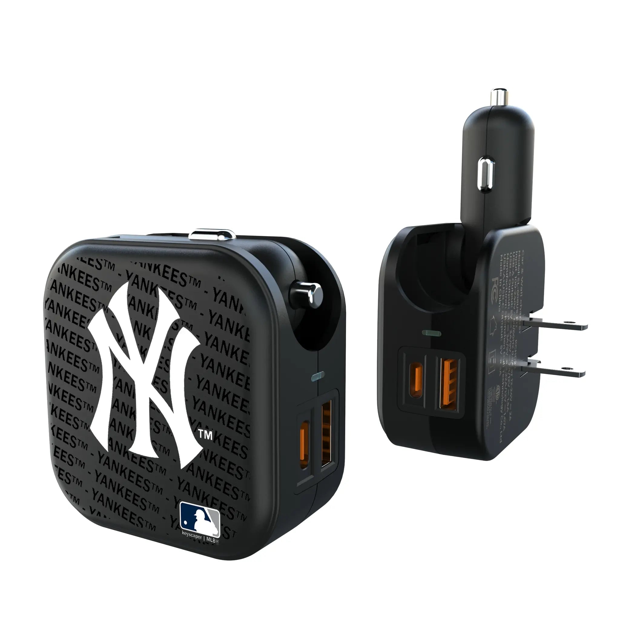 New York Yankees Text Backdrop 2 in 1 USB A/C Charger
