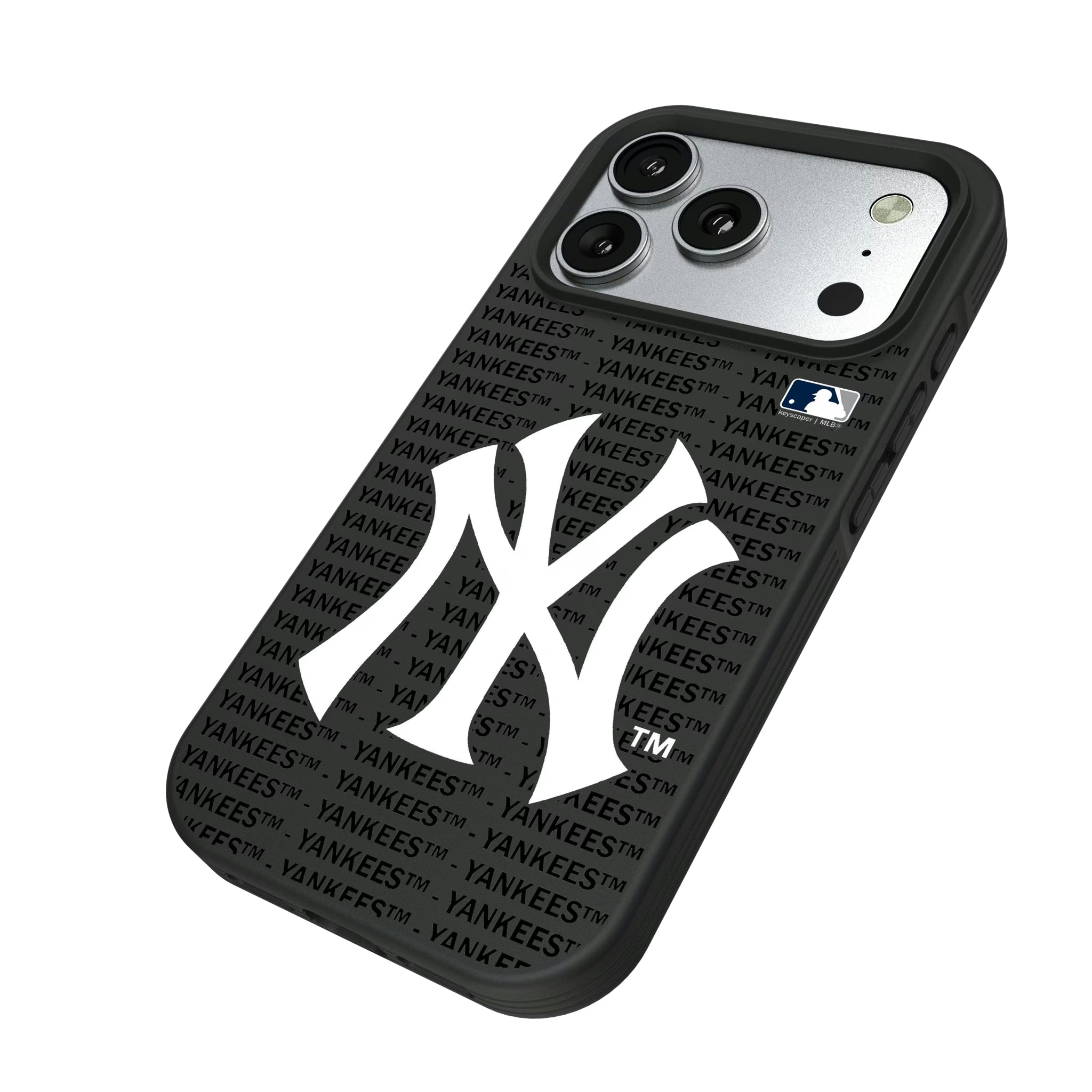 New York Yankees Text Backdrop iPhone Bump Phone Case for Apple iPhone - Isometric View#Device_iPhone 17 Pro