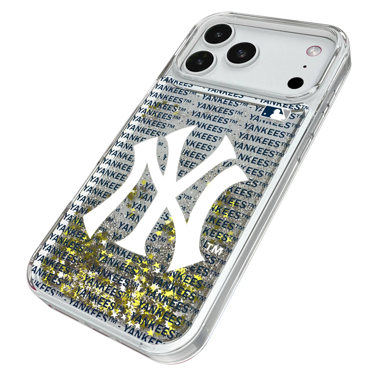 New York Yankees Text Backdrop iPhone Glitter Phone Case for Apple iPhone - Isometric View#Device_iPhone 18 Pro Max