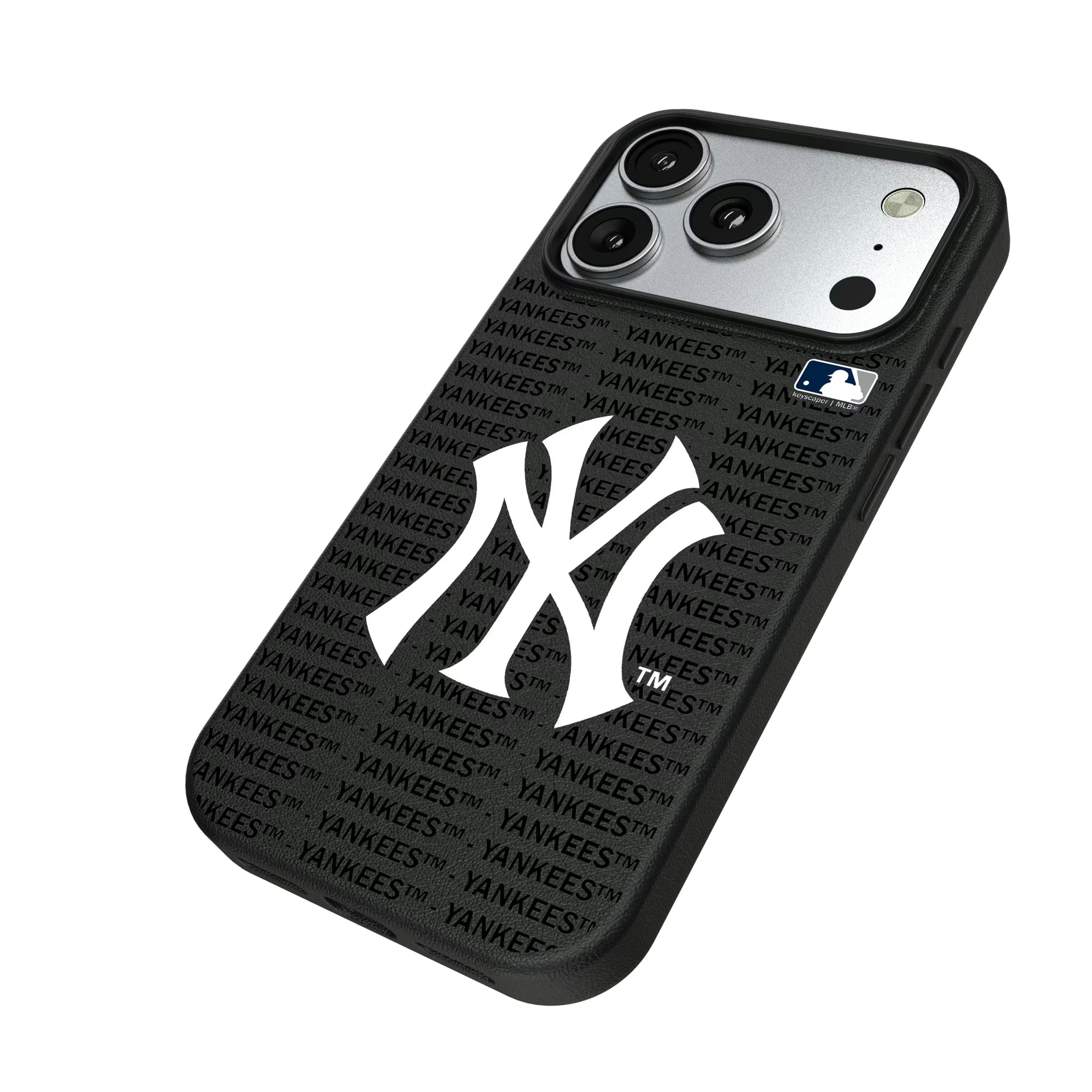 New York Yankees Text Backdrop iPhone MagSafe Compatible Phone Case for Apple iPhone - Isometric View#Device_iPhone 17 Pro