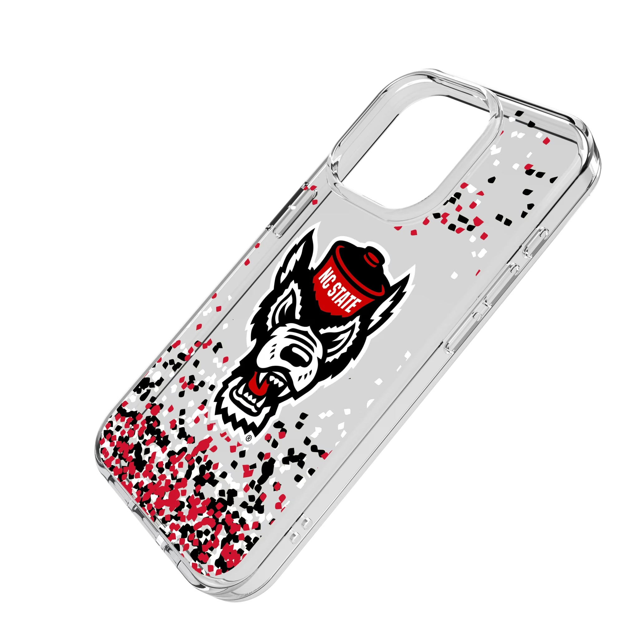 North Carolina State University Wolfpack Confetti iPhone Clear Phone Case for Apple iPhone - Isometric View