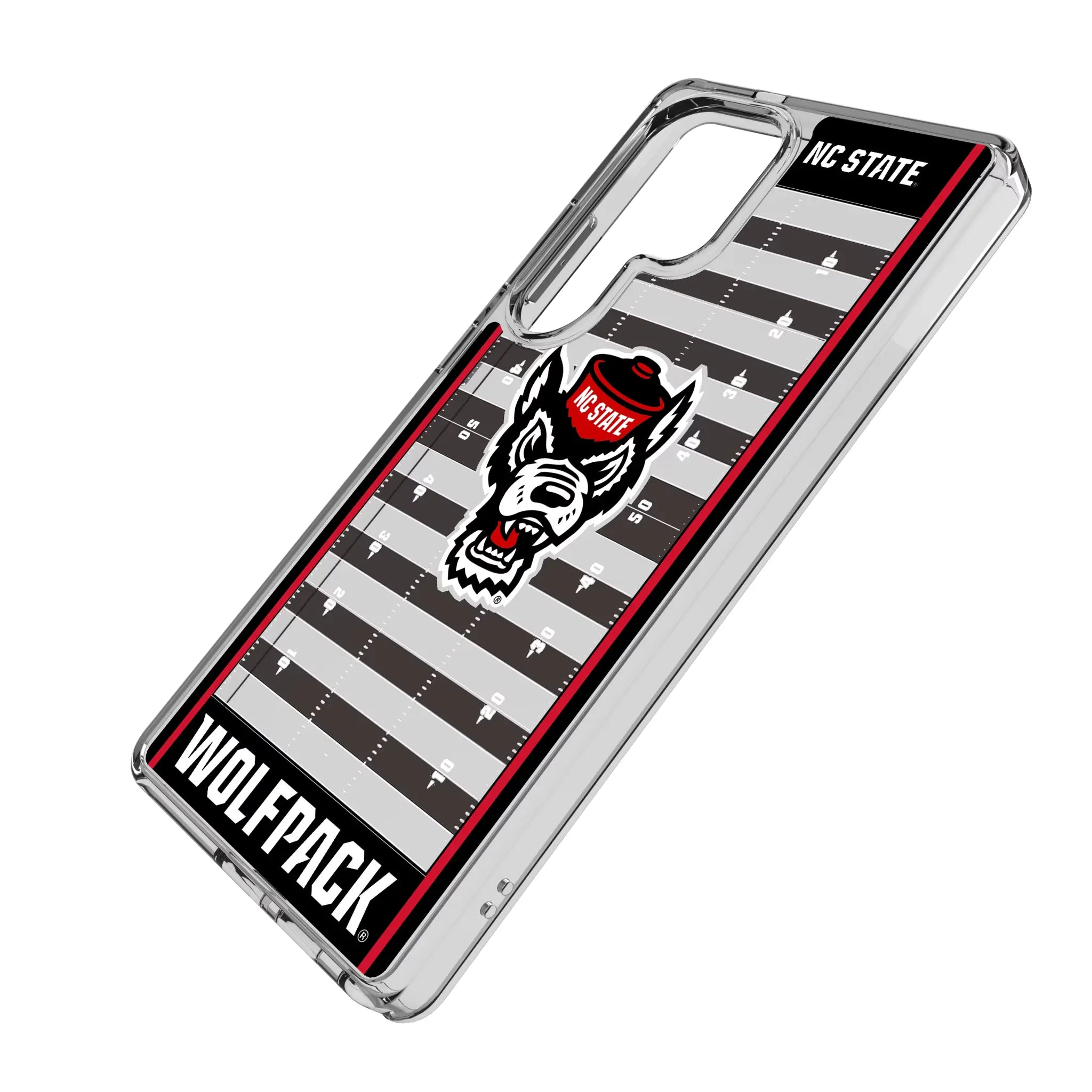 North Carolina State University Wolfpack Field Galaxy Clear Phone Case for Samsung Galaxy - Isometric View#Device_Galaxy S25 Ultra