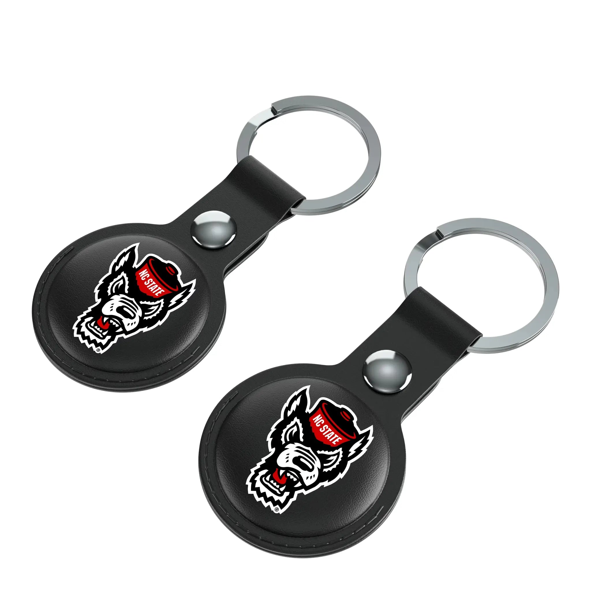North Carolina State University Wolfpack Insignia AirTag Black Airtag Holder 2-Pack - Isometric View