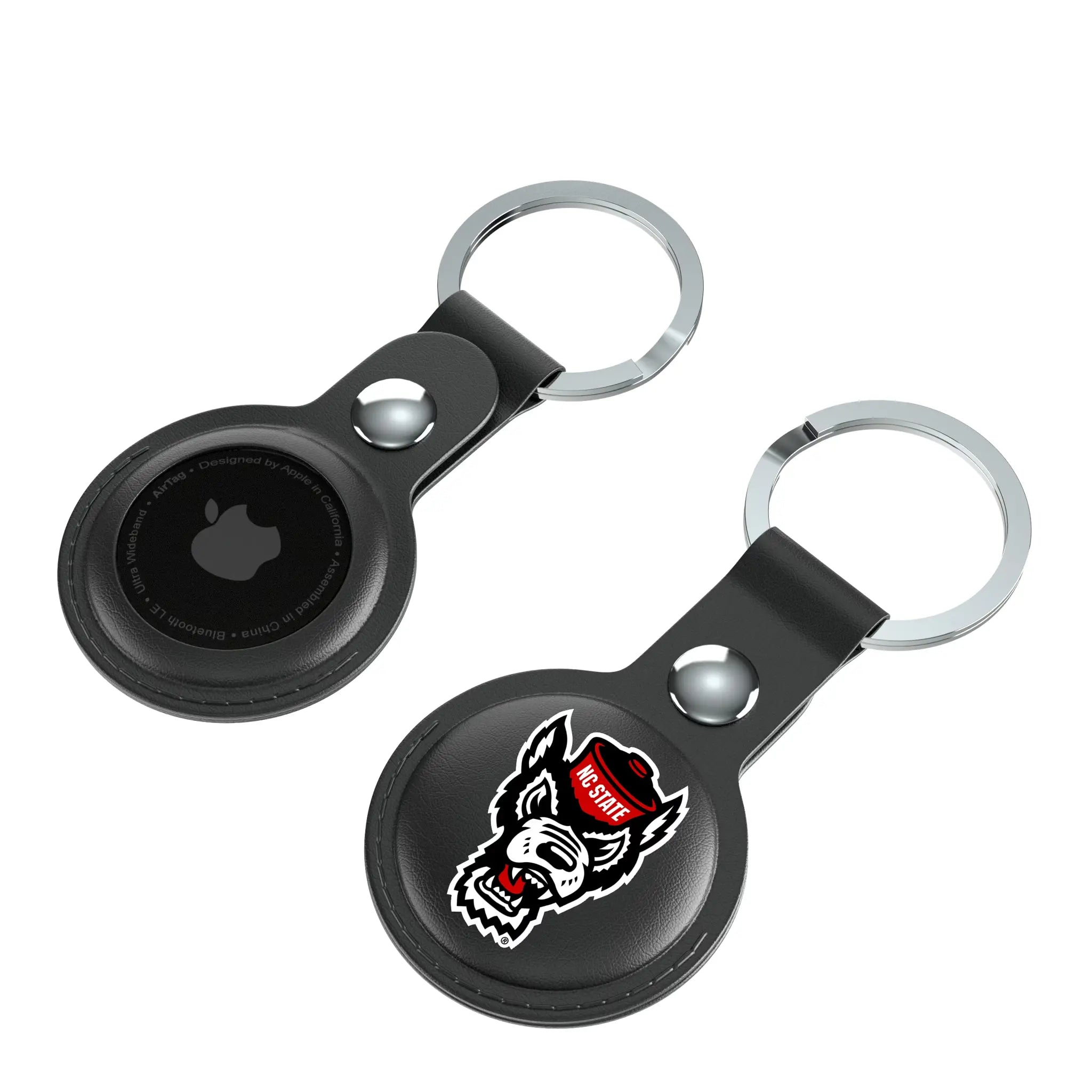 North Carolina State University Wolfpack Insignia AirTag Black Airtag Holder 2-Pack - Isometric View