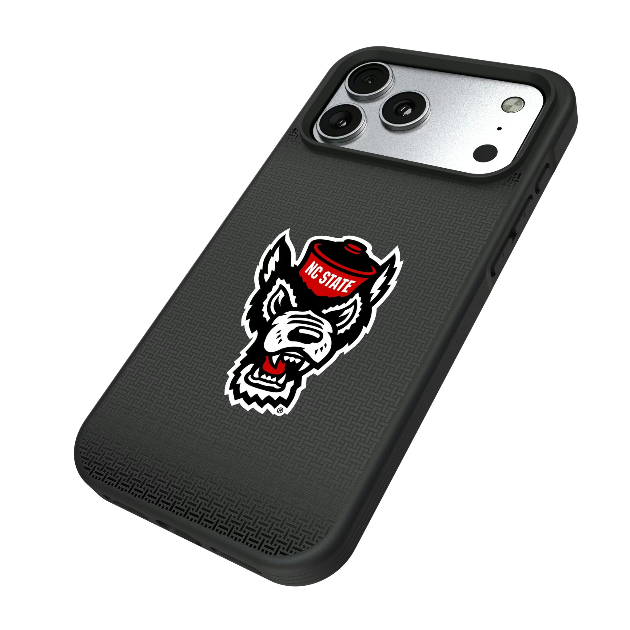 North Carolina State University Wolfpack Linen iPhone Bump Phone Case for Apple iPhone - Isometric View#Device_iPhone 17 Pro Max