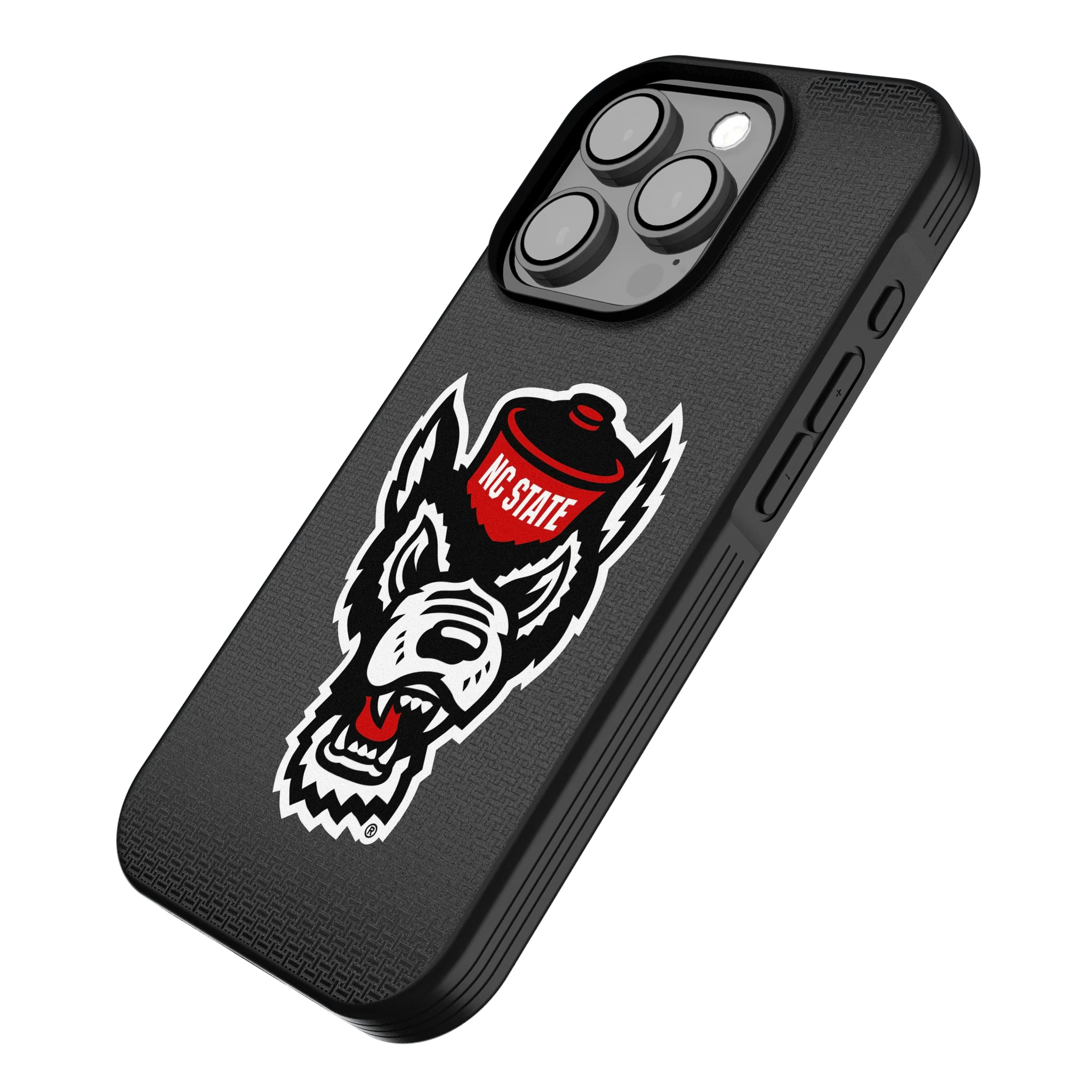 North Carolina State University Wolfpack Linen iPhone Bump Phone Case for Apple iPhone - Isometric View