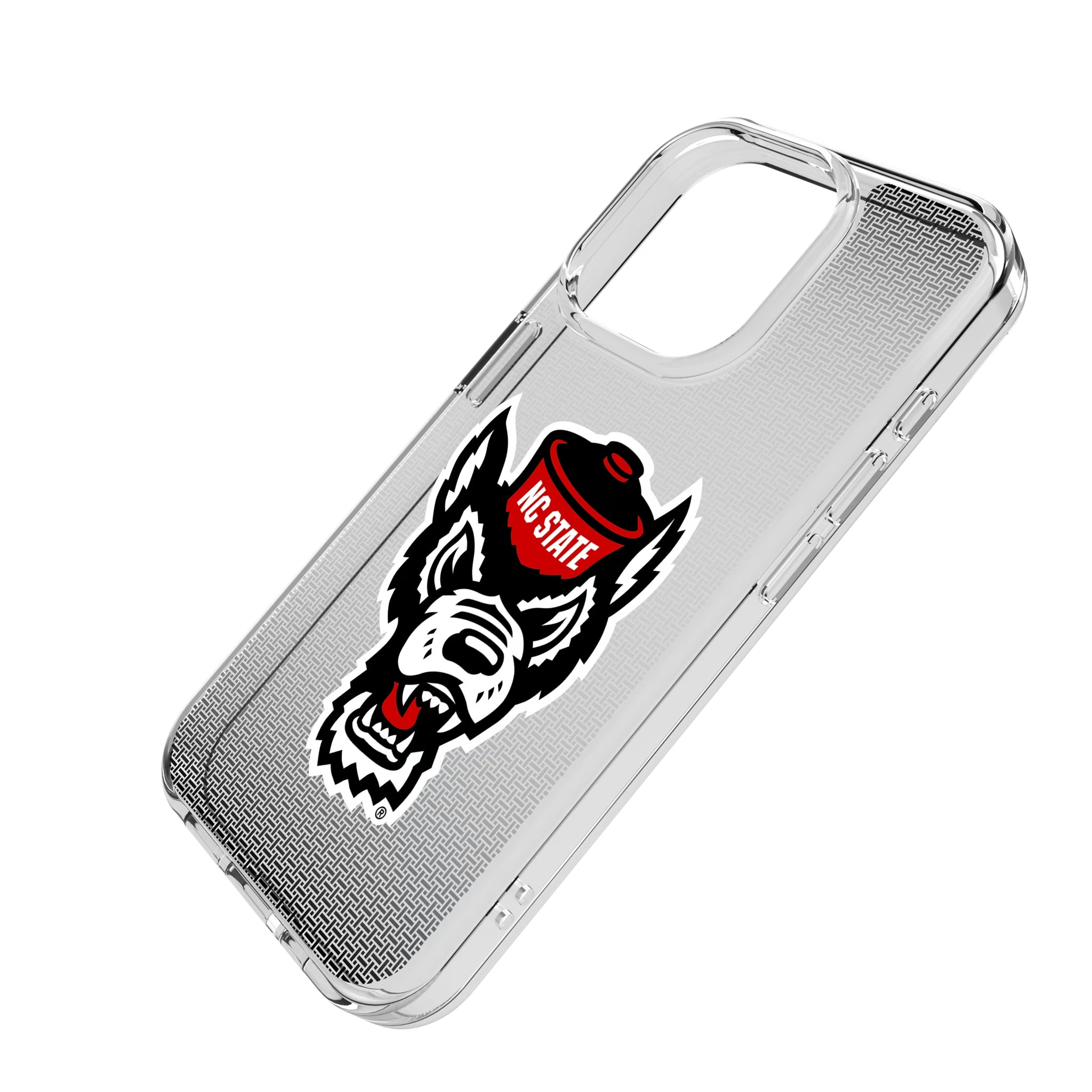 North Carolina State University Wolfpack Linen iPhone Clear Phone Case for Apple iPhone - Isometric View